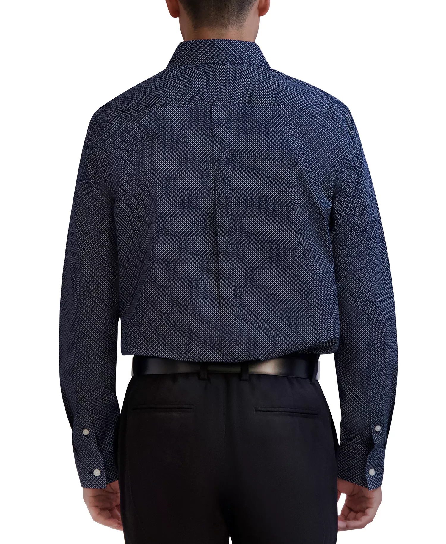 Men's Slim-Fit Geo-Print Dress Shirt - Blue - 14-14 1/2 32-33