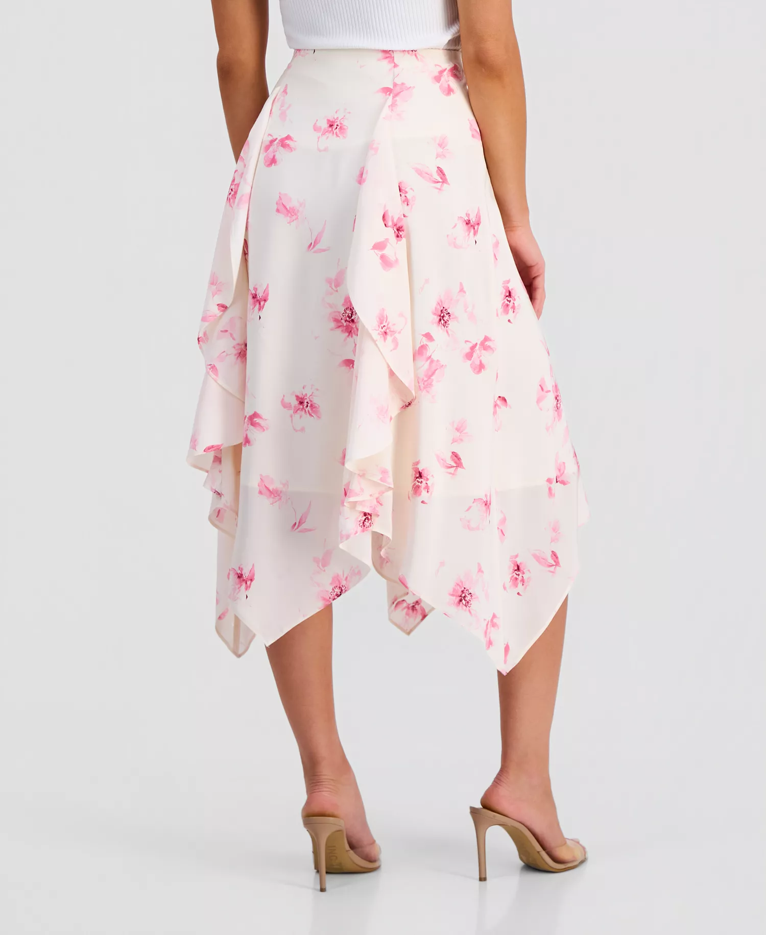 Petite Printed Ruffled Midi Skirt, Created for Macy's - Aria Garden - P/L