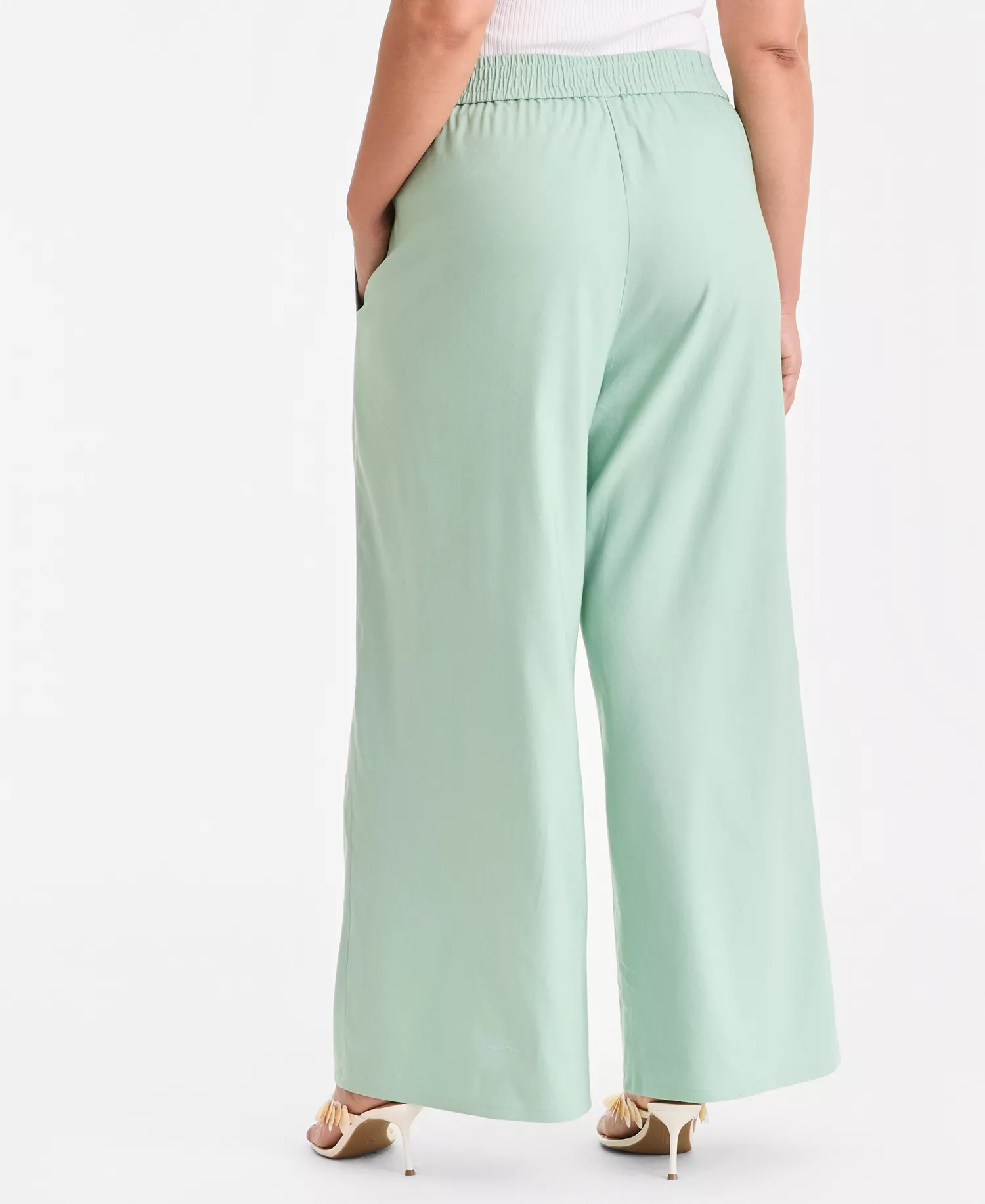 Plus Size Pull-On Wide-Leg Pants, Created for Macy's - Faded Moss Green - 0X