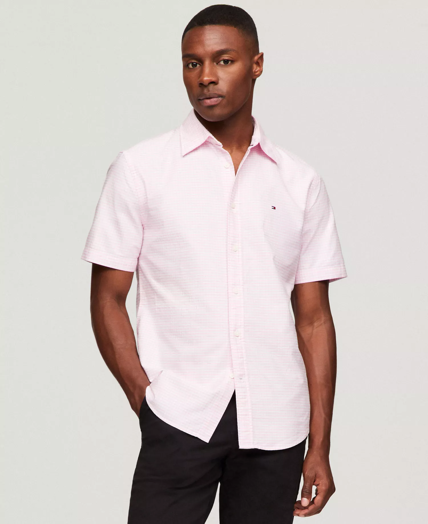 Men's Cotton Heritage Gingham Short-Sleeve Oxford Shirt - Classic Pink / Check - S