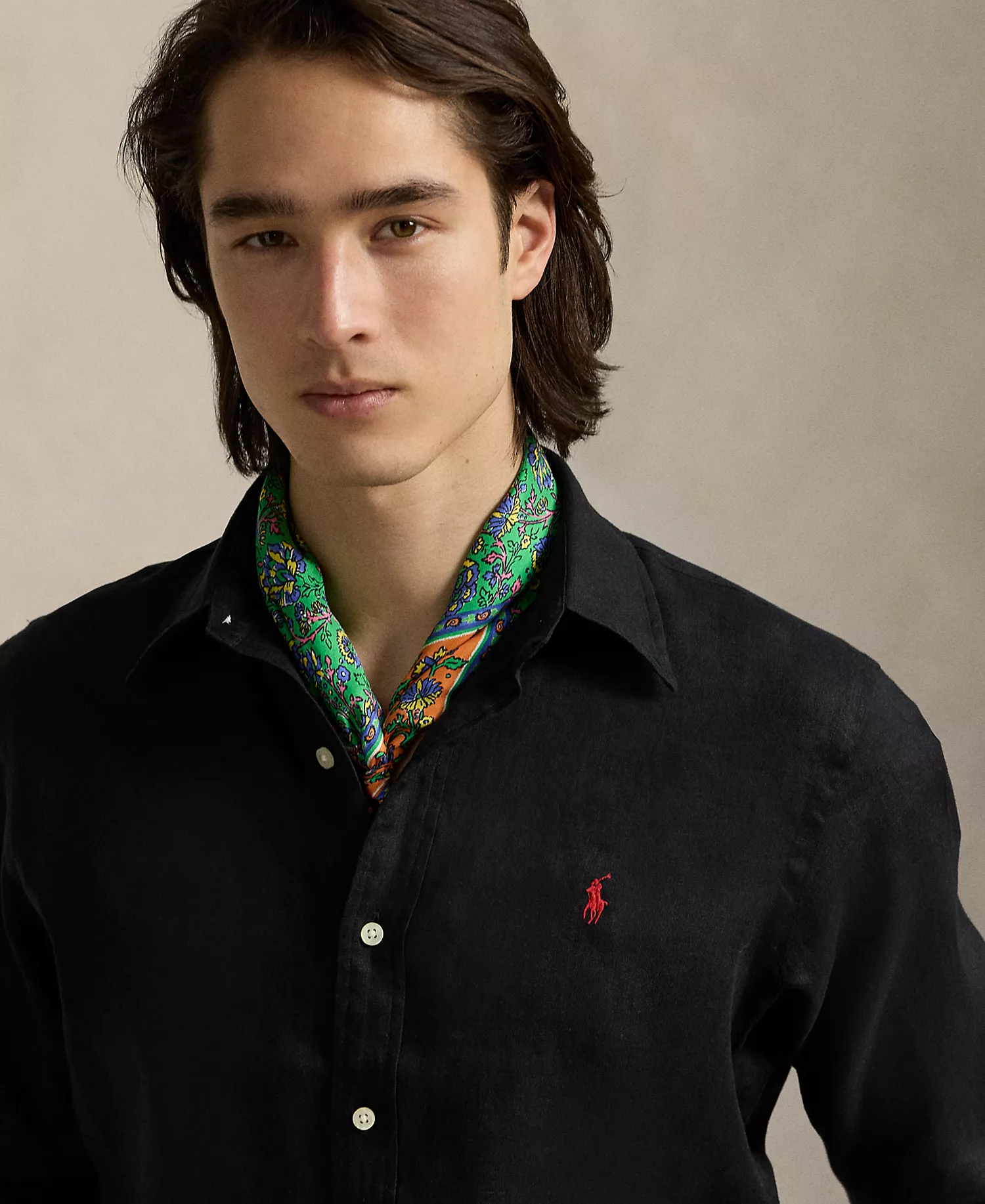 Men's Classic-Fit Linen Shirt	 - Black - 2XL