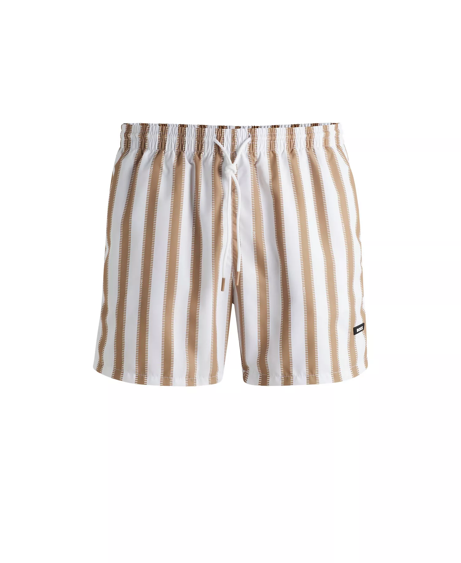 Men's Printed Quick-Drying Swim Shorts - Natural, Beige - M