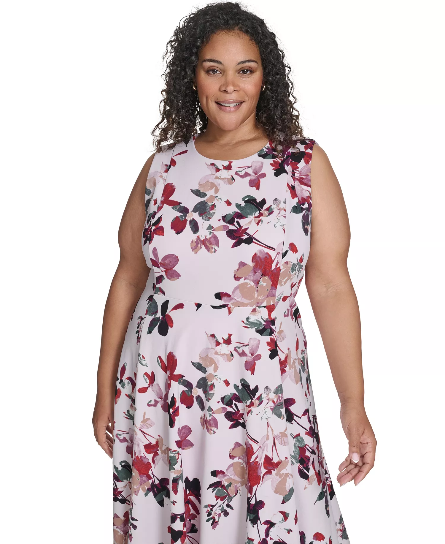 Plus Size Floral Print Fit & Flare Dress - Blush Multi - 14W