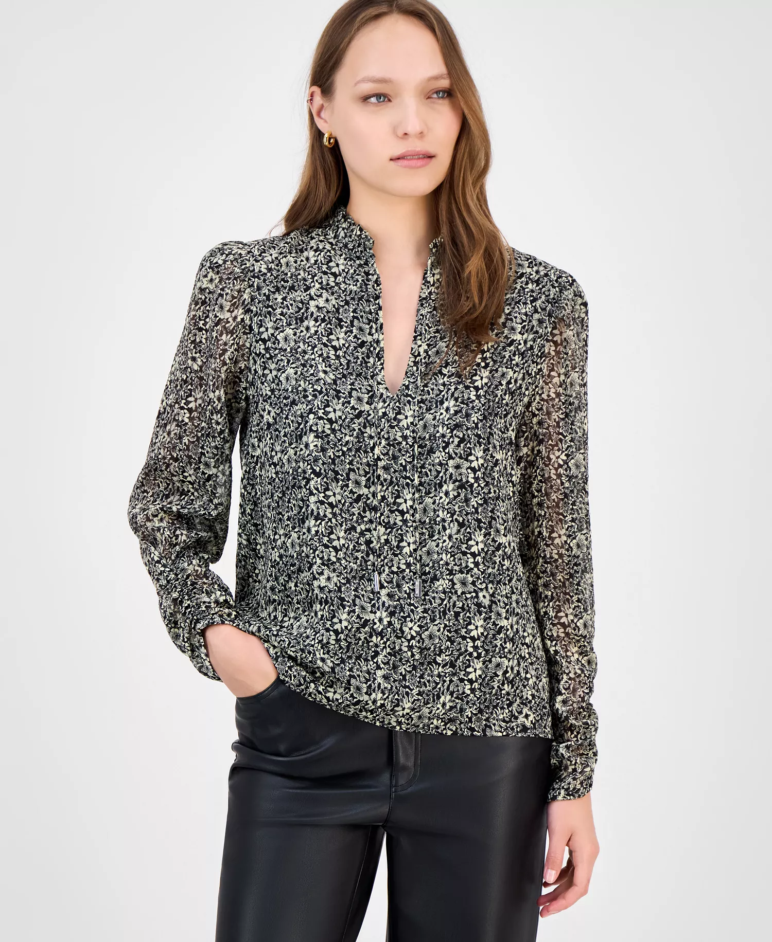 Women's Floral-Print Blouse - Open - 0