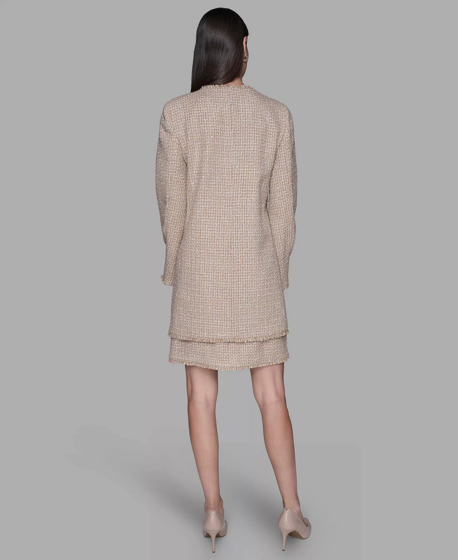 Women's Open Front Duster Dress - Soft White/ Khaki - 0