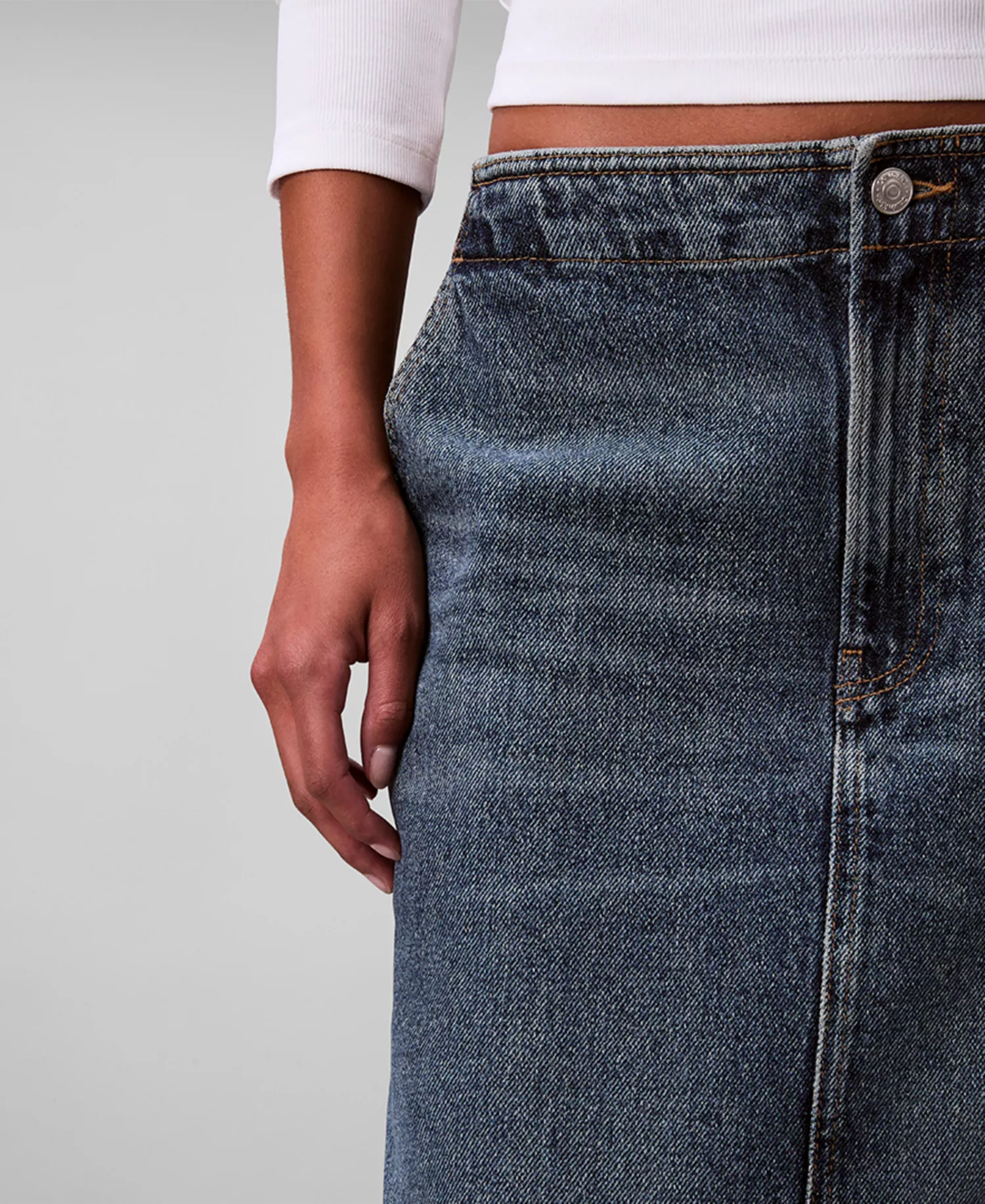 Women's Denim Maxi Carpenter Skirt - Tinted Orchard - 26