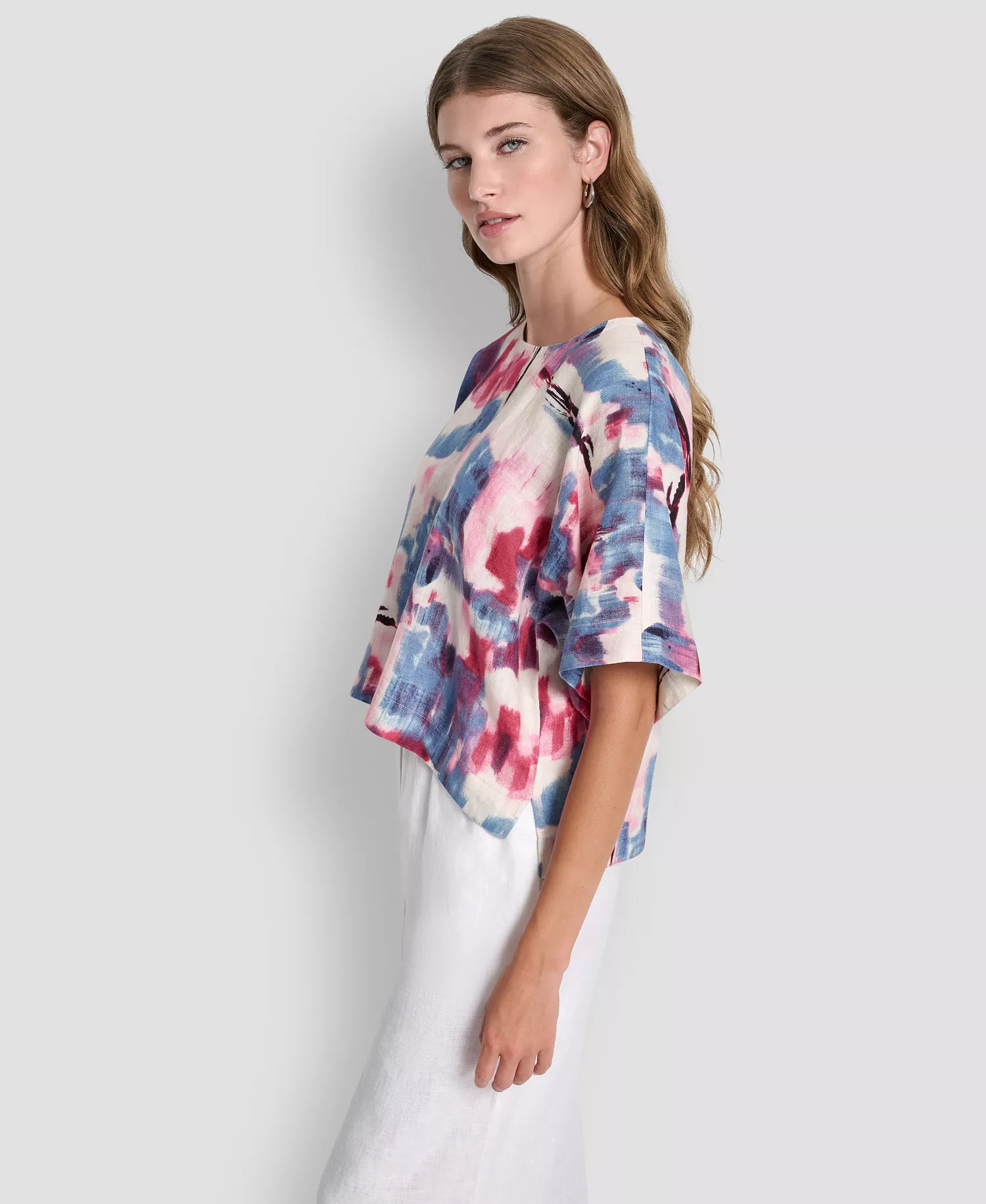 Women's Printed Drop Shoulder Crewneck Top - Urban Bloom - L