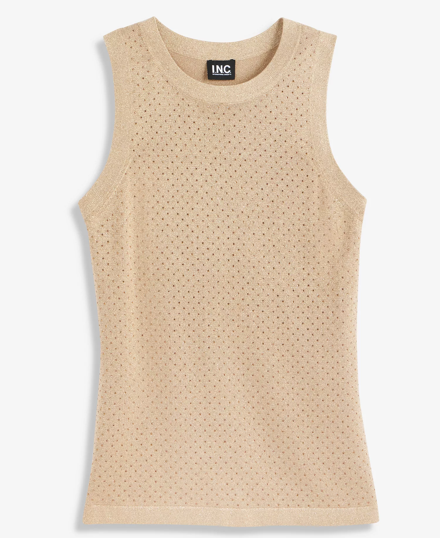 Women's Sleeveless Crystal Embellished Metallic Sweater, Macy's Exclusive - Gold Lurex - L