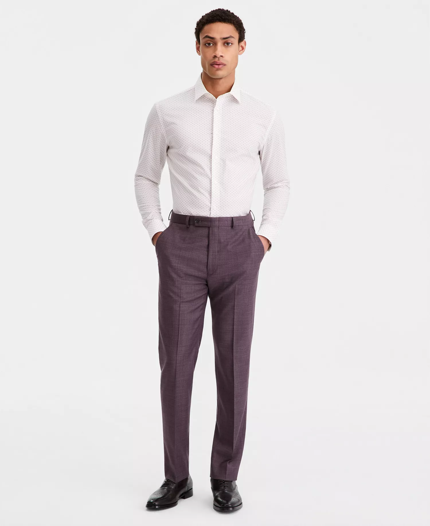 Men's Slim-Fit Wool-Blend Suit Separates Pants - Purple - 28x29