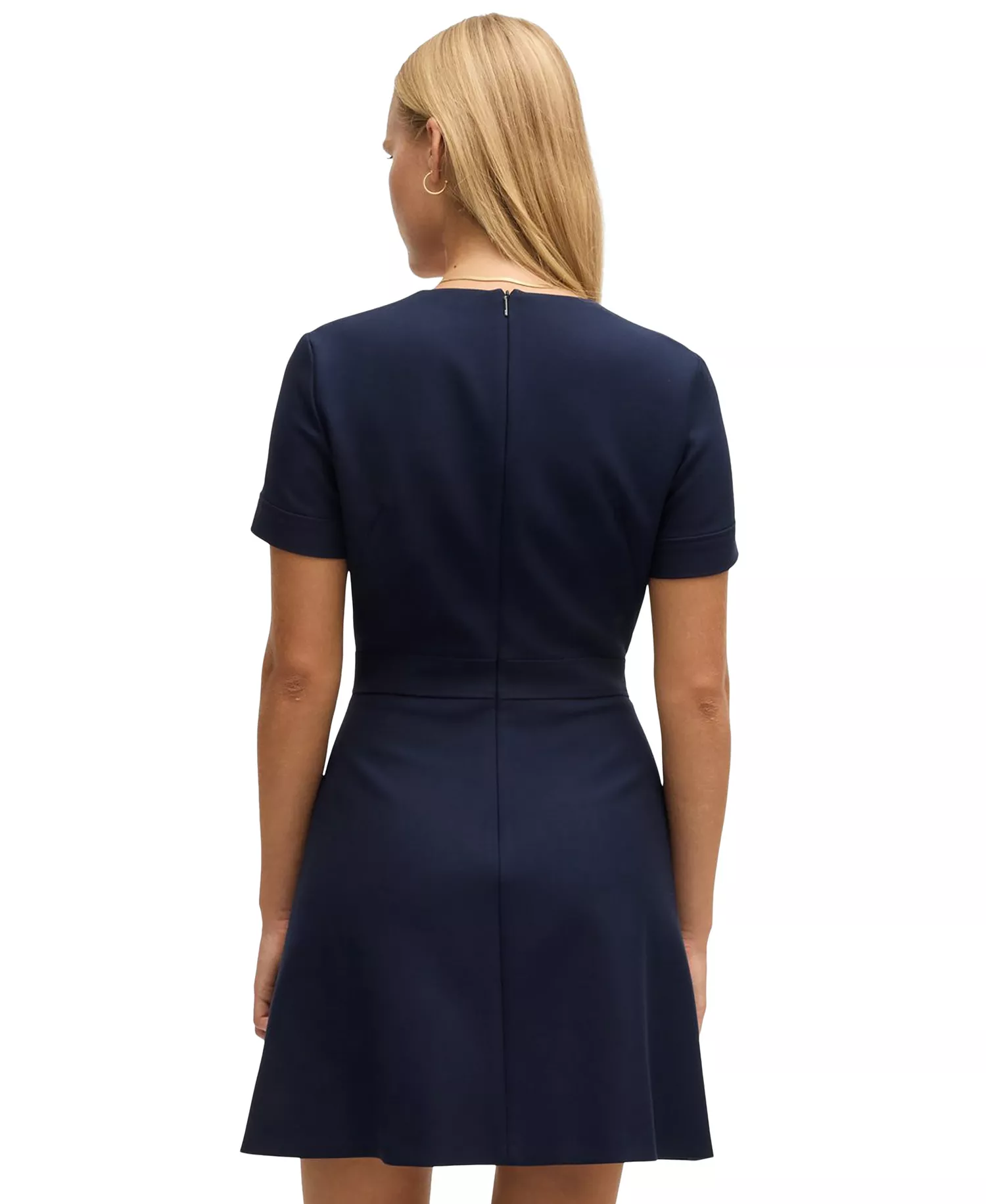 Women's V-Neck Business Dress - Dark Blue - 0