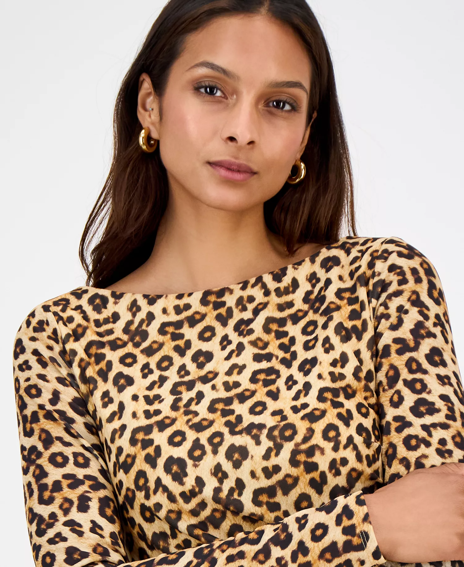 Women's Leopard-Print Mesh Low-Back Midi Dress, Macy's Exclusive - Leopard - XXS