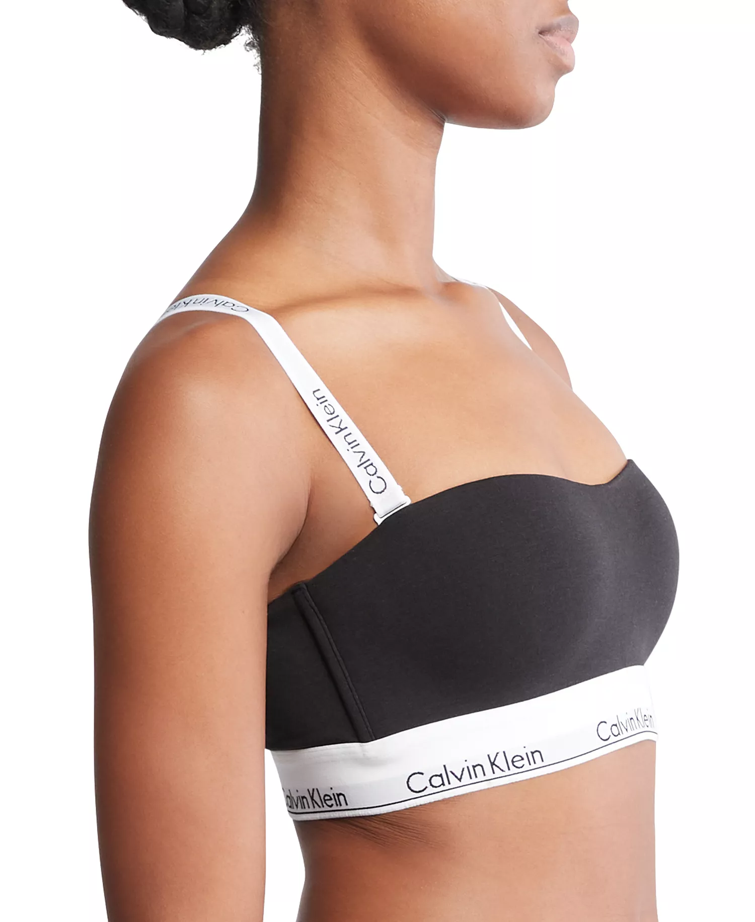Calvin Klein Women's Modern Cotton Lightly Lined Bandeau Bralette QF7628 - Black - S
