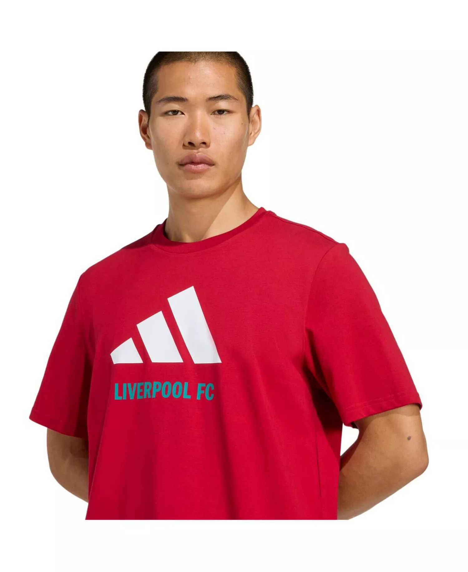 Men's Red Liverpool Three-Stripes Wordmark T-Shirt - Red - L