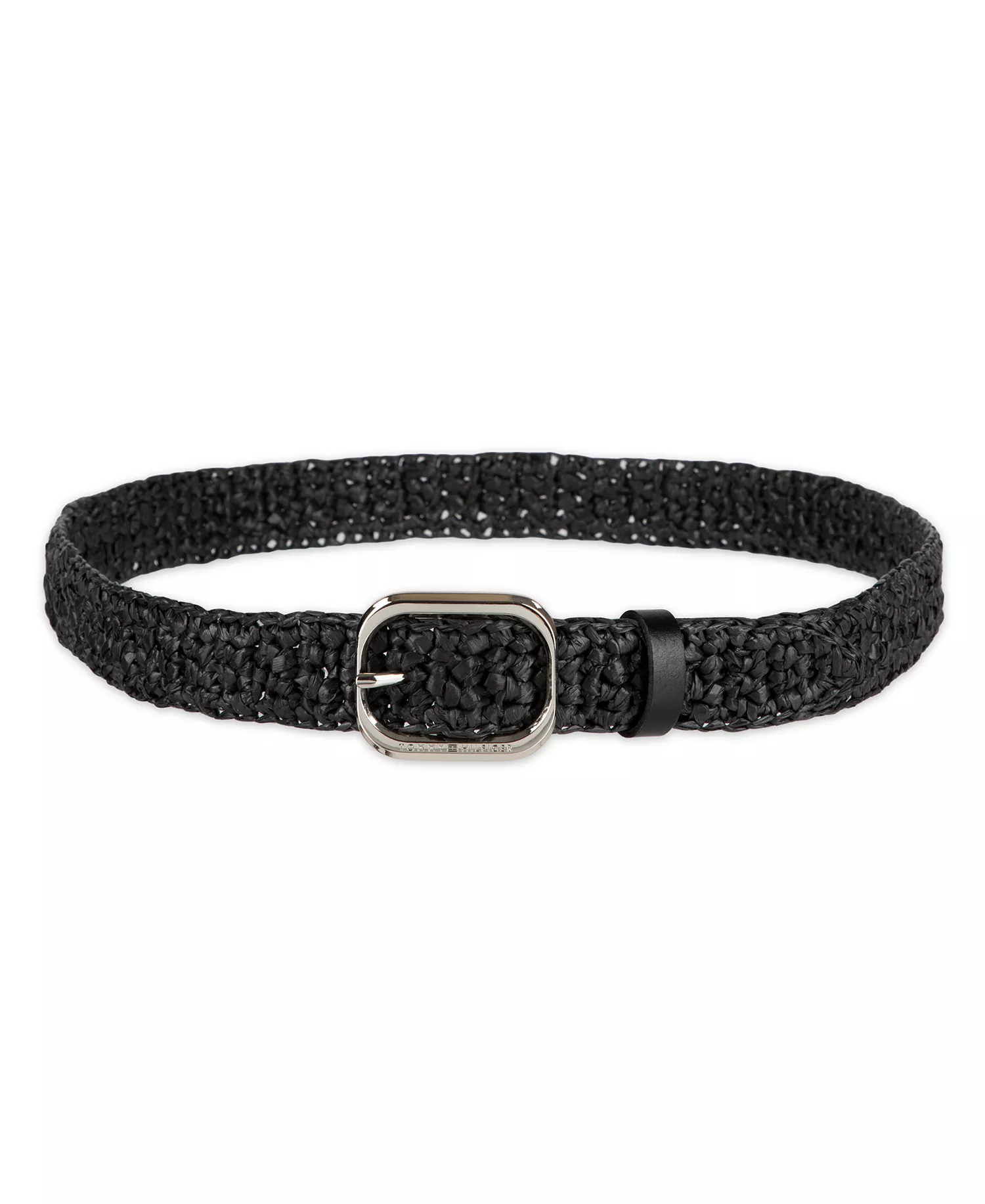 Women's Fully Adjustable Casual Crocheted Belt - Black - L