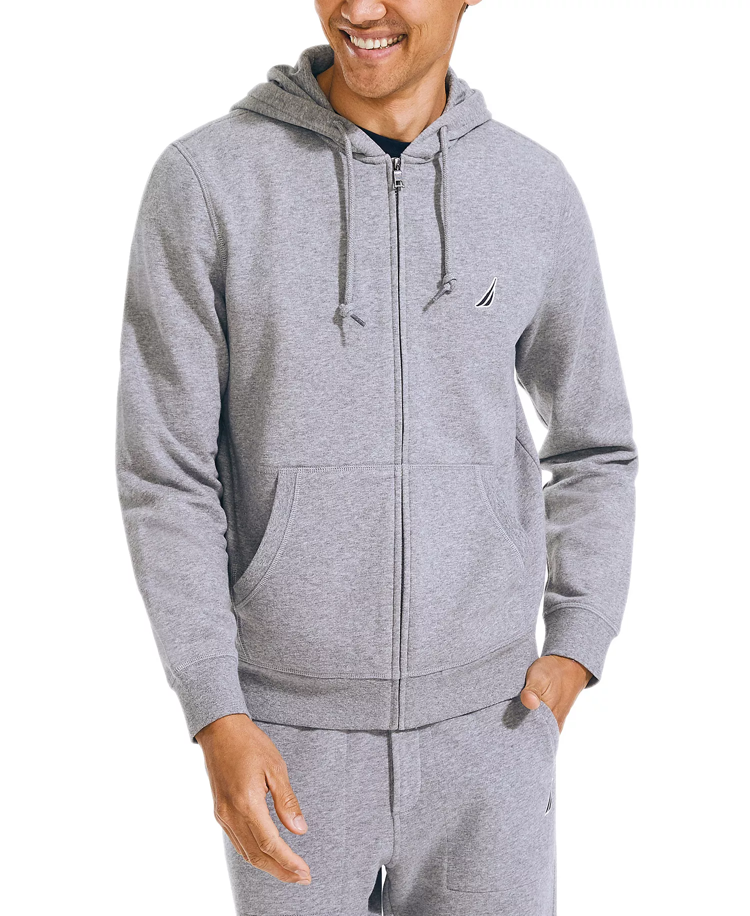 Men's Classic-Fit Super Soft Knit Fleece Zip Hoodie - Stone Grey - 2XL