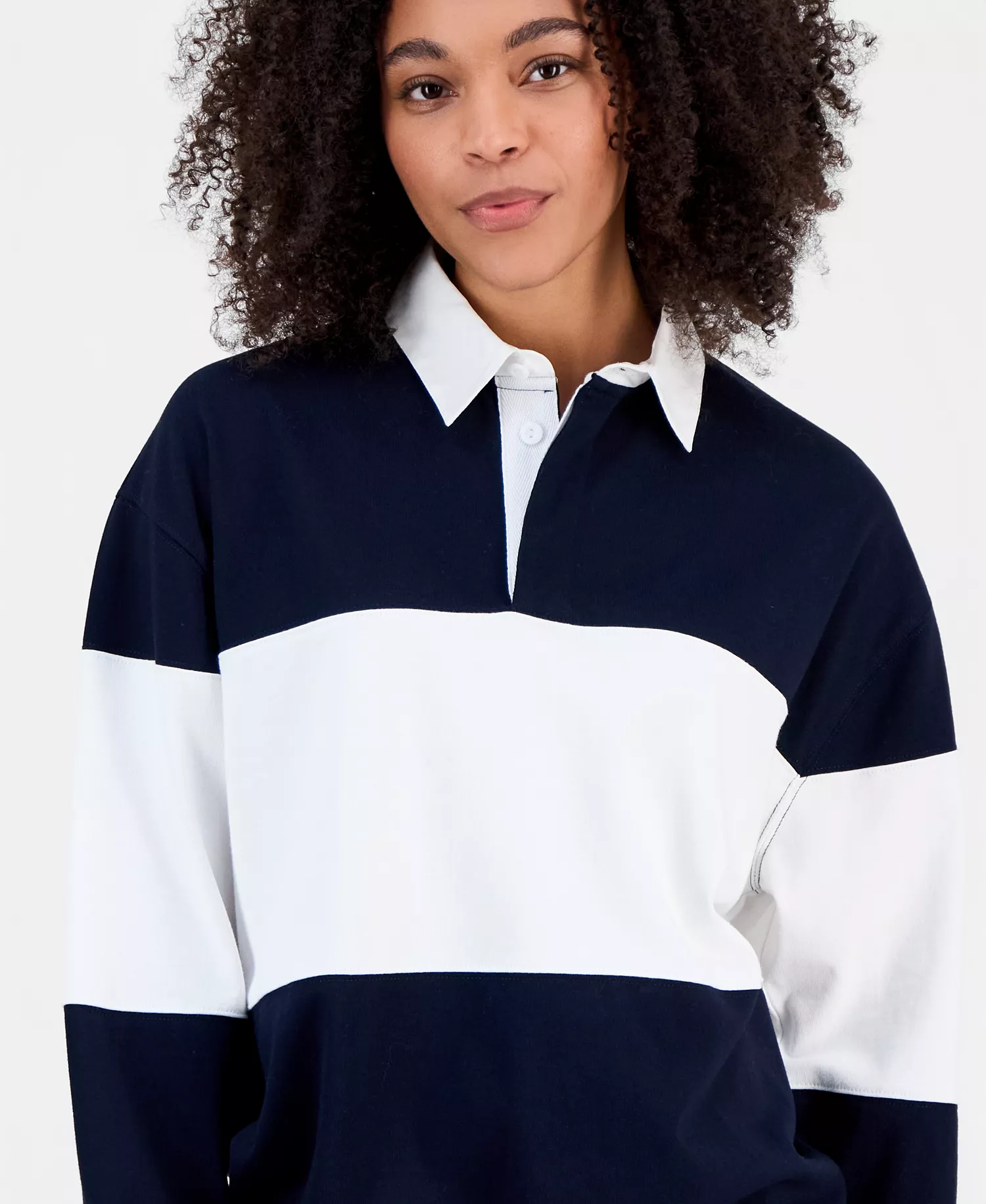 Women's Rugby Polo Shirt, Macy's Exclusive - Navy - L