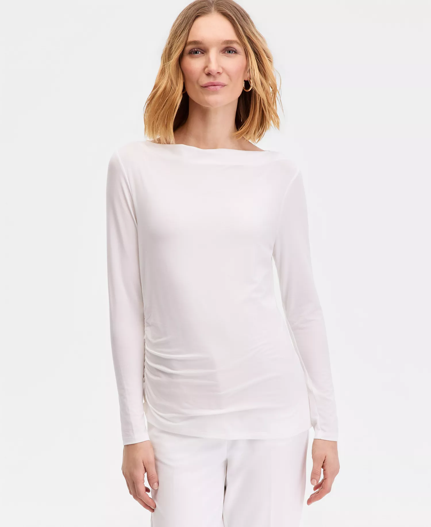 Women's Luxe-Layering Jersey Boat-Neck Long-Sleeve Top, Macy's Exclusive - Bright White - L