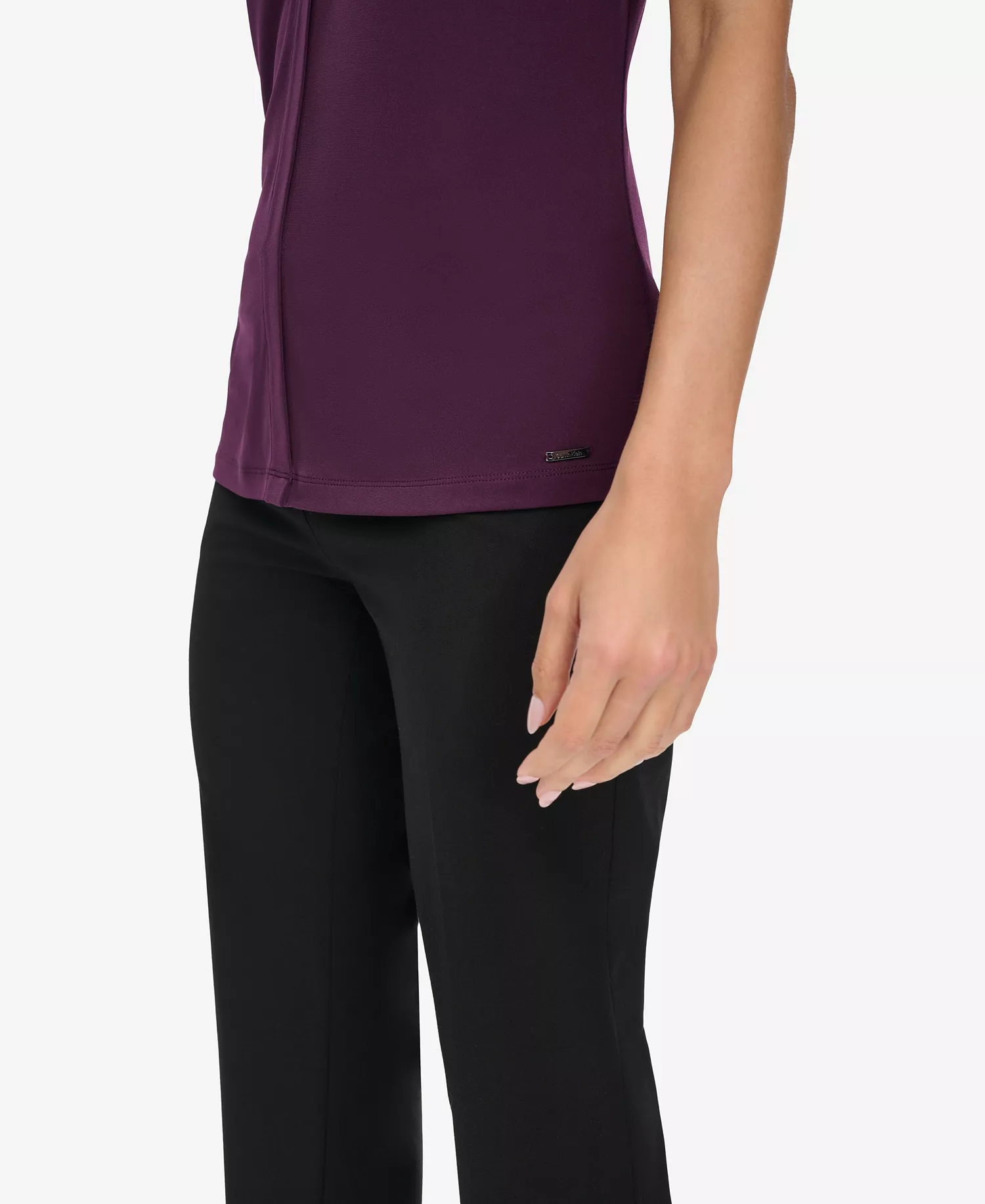 Women's V-Neck Cami Sleeveless Top - Aubergine - L