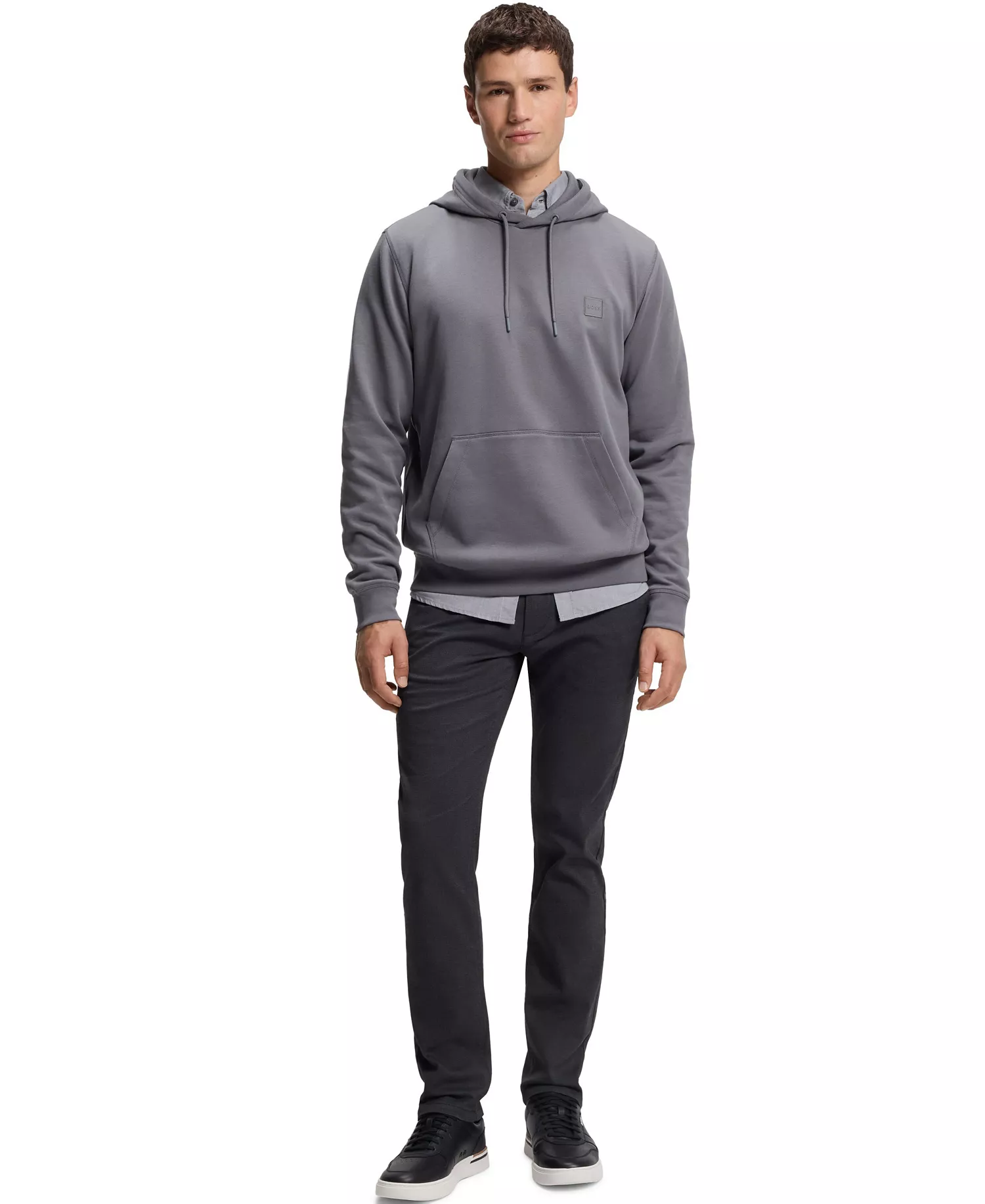 Men's Patterned Stretch Fabric Slim-Fit Pants - Dark Blue - 30x32