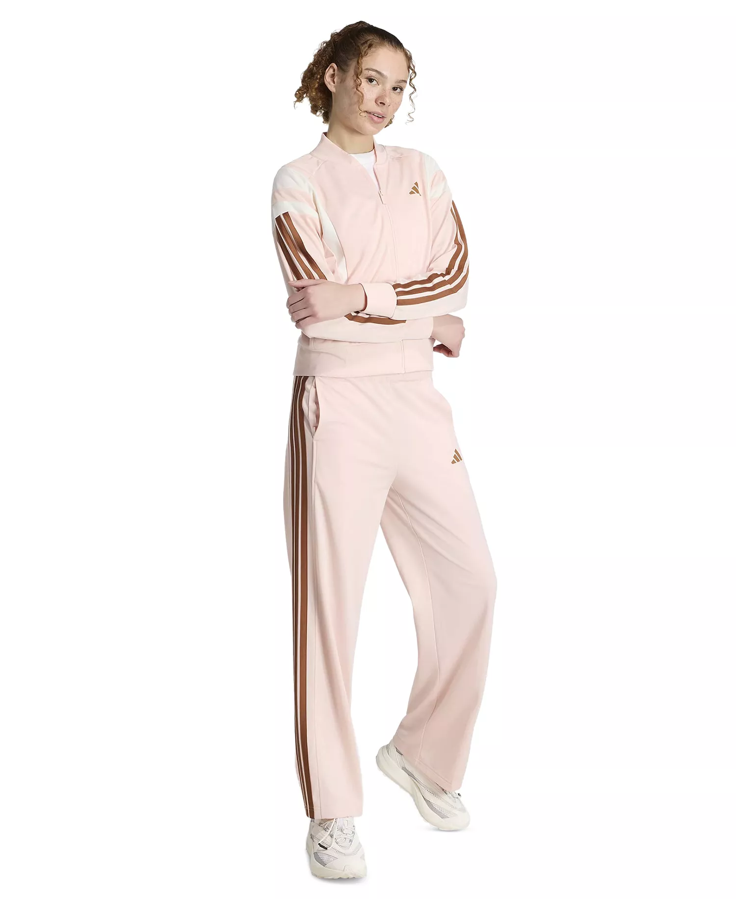 Women's Mock Neck Track Jacket - Blush Pink/dusky Bronze - 2XL