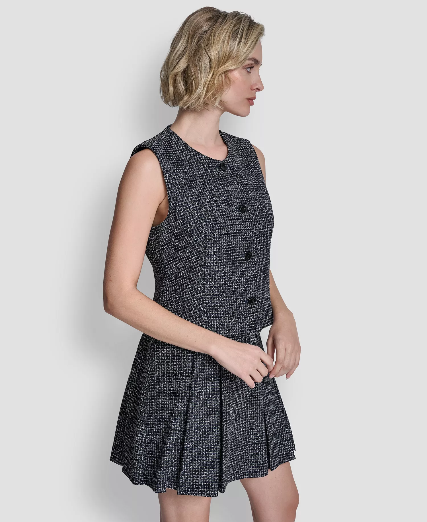 Women's Button-Front Vest Top - Navy Combo - 0