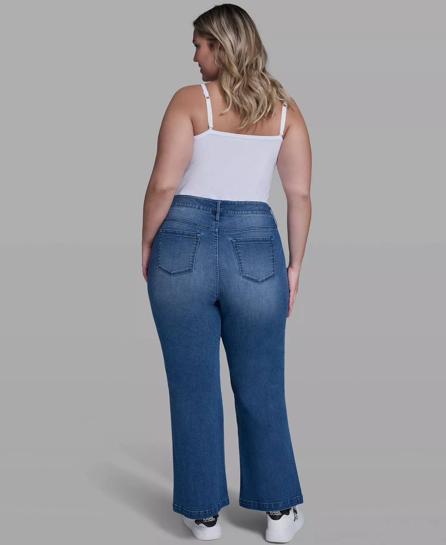 Plus Size Multi Coin Pocket Denim Jeans - Steel Blue - 14W