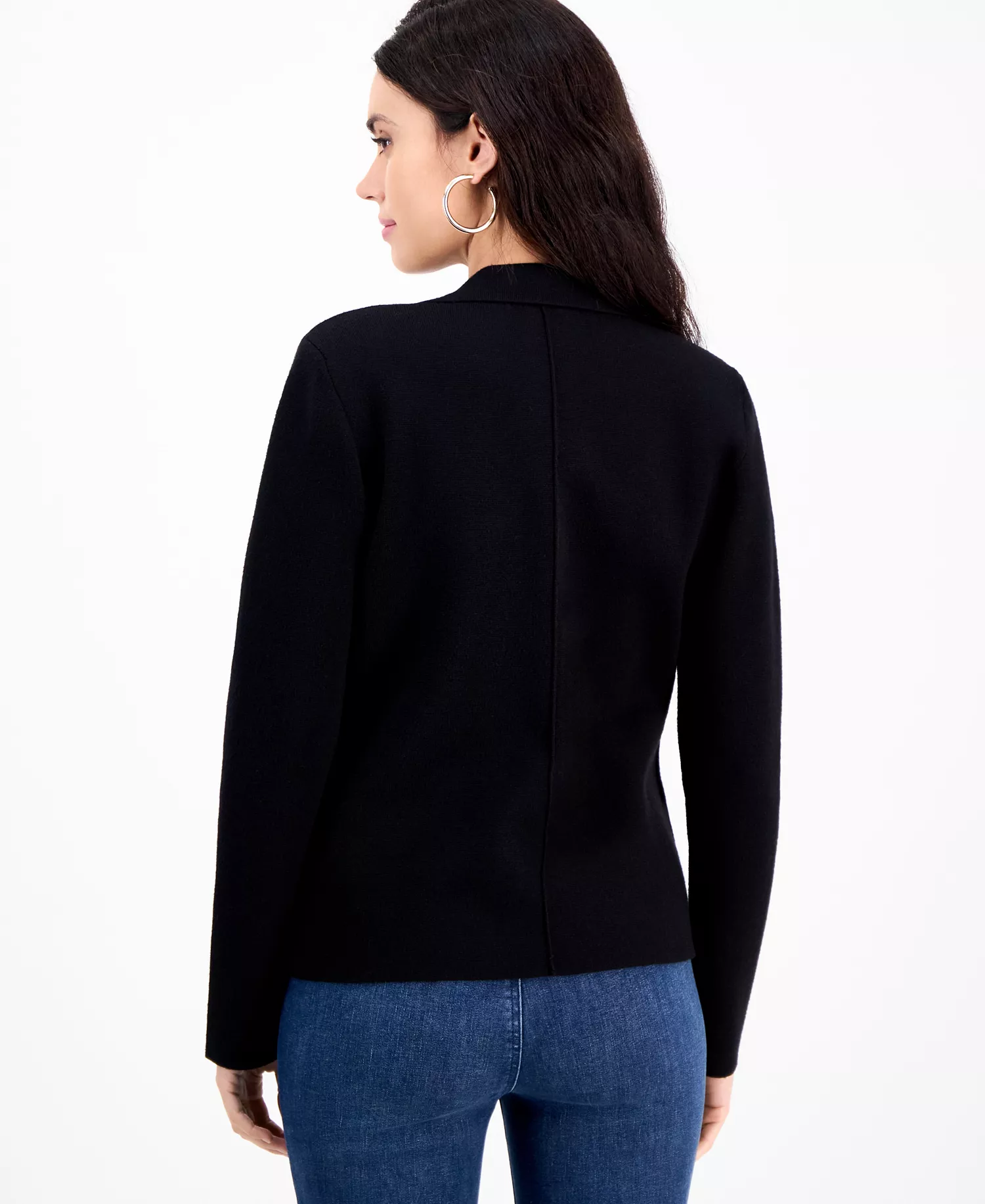 Petite Double-Breasted Patch Pocket Sweater, Macy's Exclusive  - Deep Black - P/L