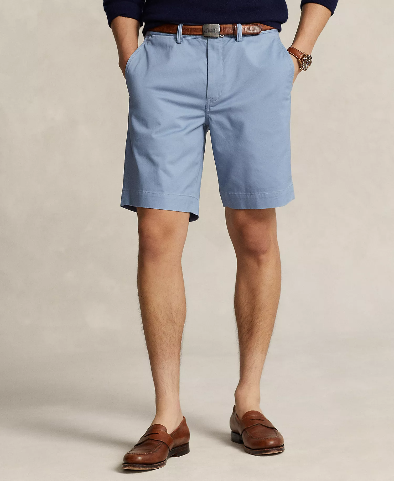 Men's 9.5-Inch Stretch Classic-Fit Chino Shorts - Channel Blue - 28