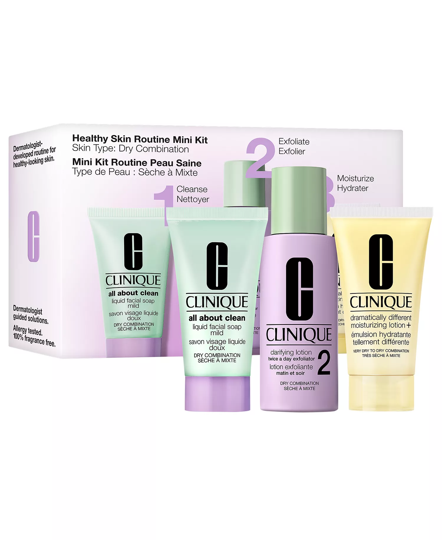 3-Pc. Healthy Skin Routine: Mini 3-Step Skincare Set For Dry Combination Skin - No Color - No Size