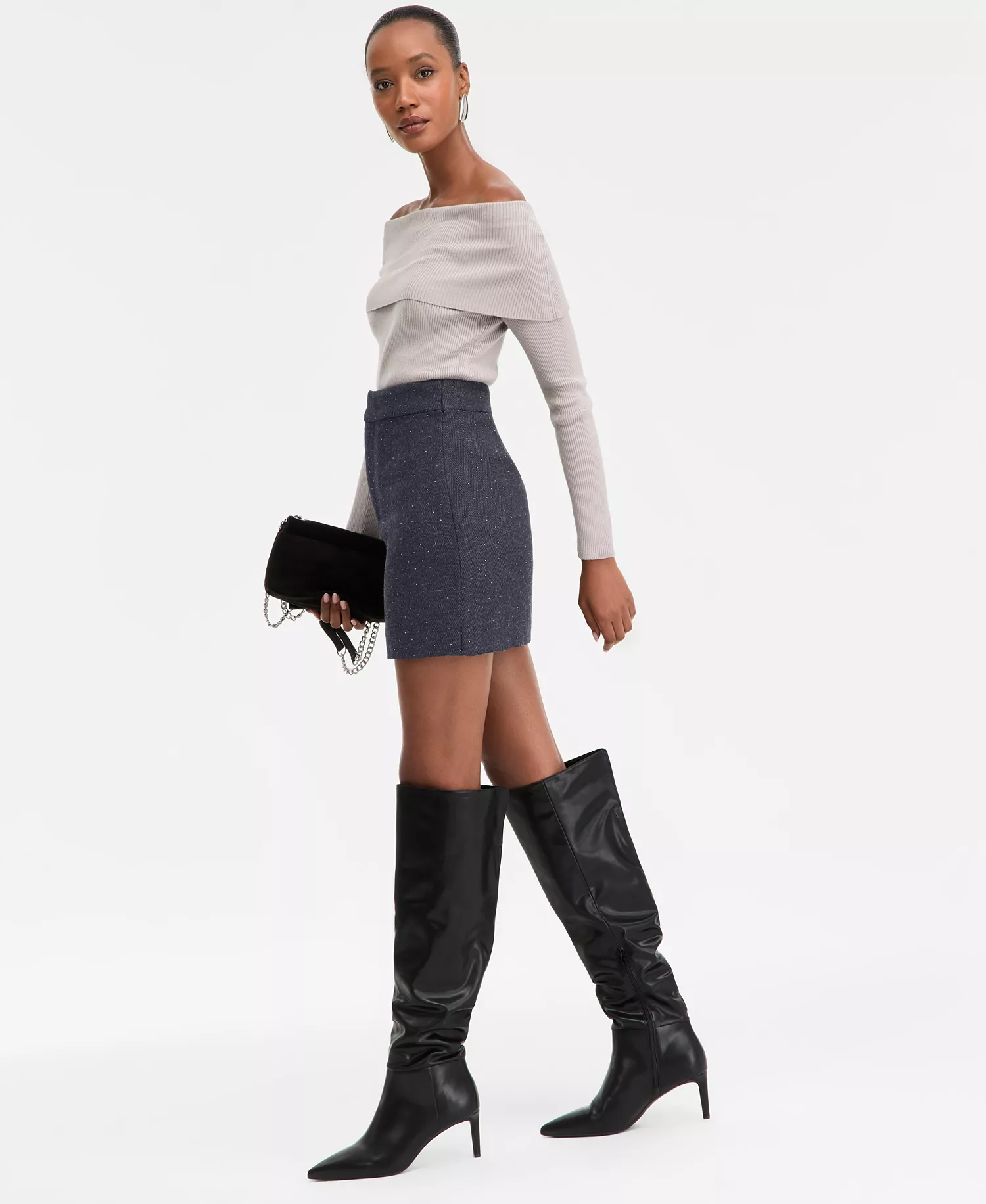 Women's Embellished Mini Skirt, Macy's Exclusive - Charcoal S - 14