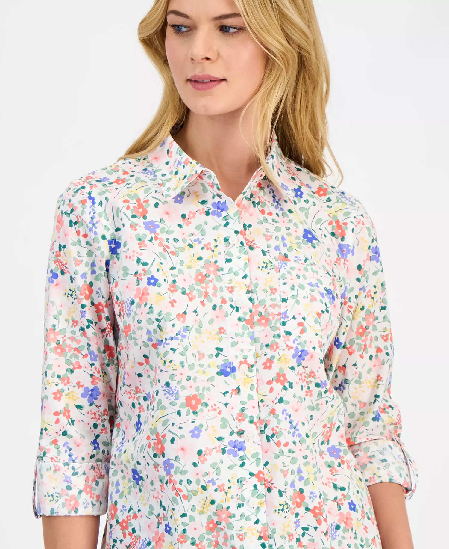 Women's Patterned Roll-Tab Shirt - Argyle Night Sky Multi - L