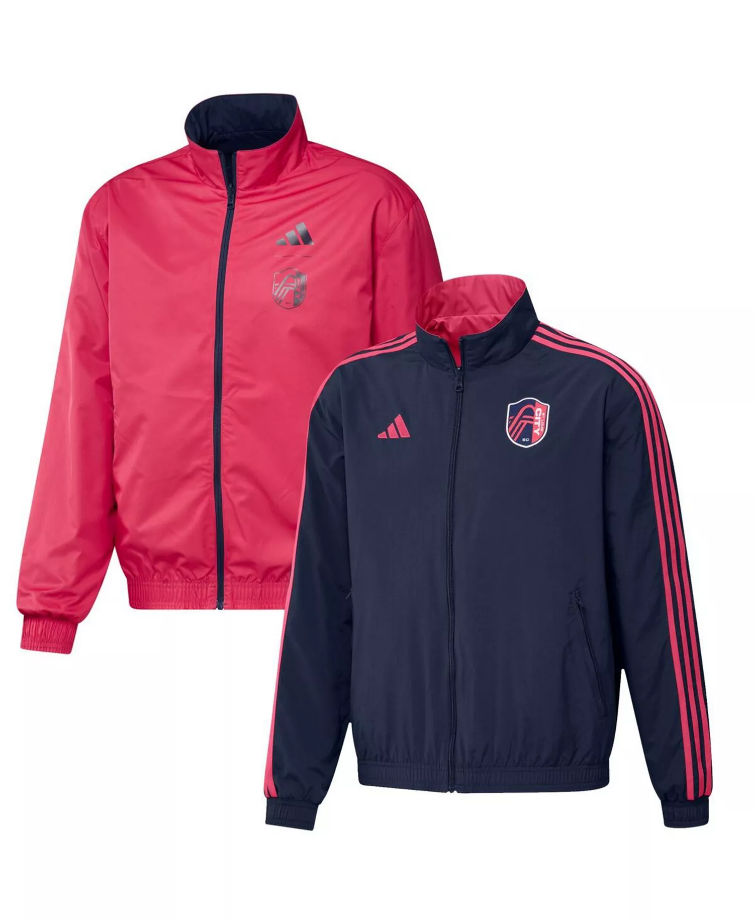 Men's Navy, Red St. Louis City SC 2023 On-Field Anthem Full-Zip Reversible Team Jacket - Navy, Red - M