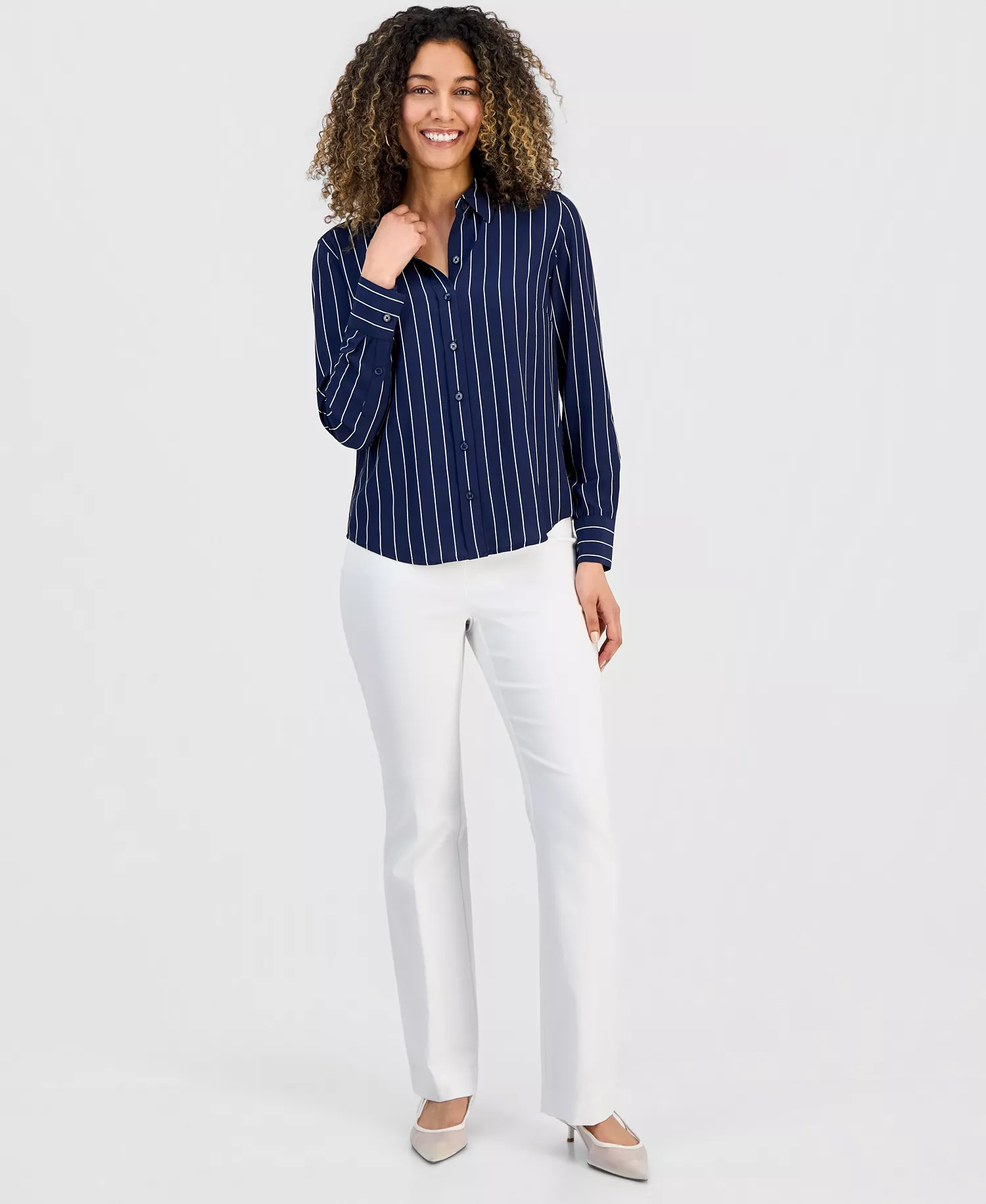 Petite Striped Shirt, Macy's Exclusive - Intrepid Sidley Stripe - P/L