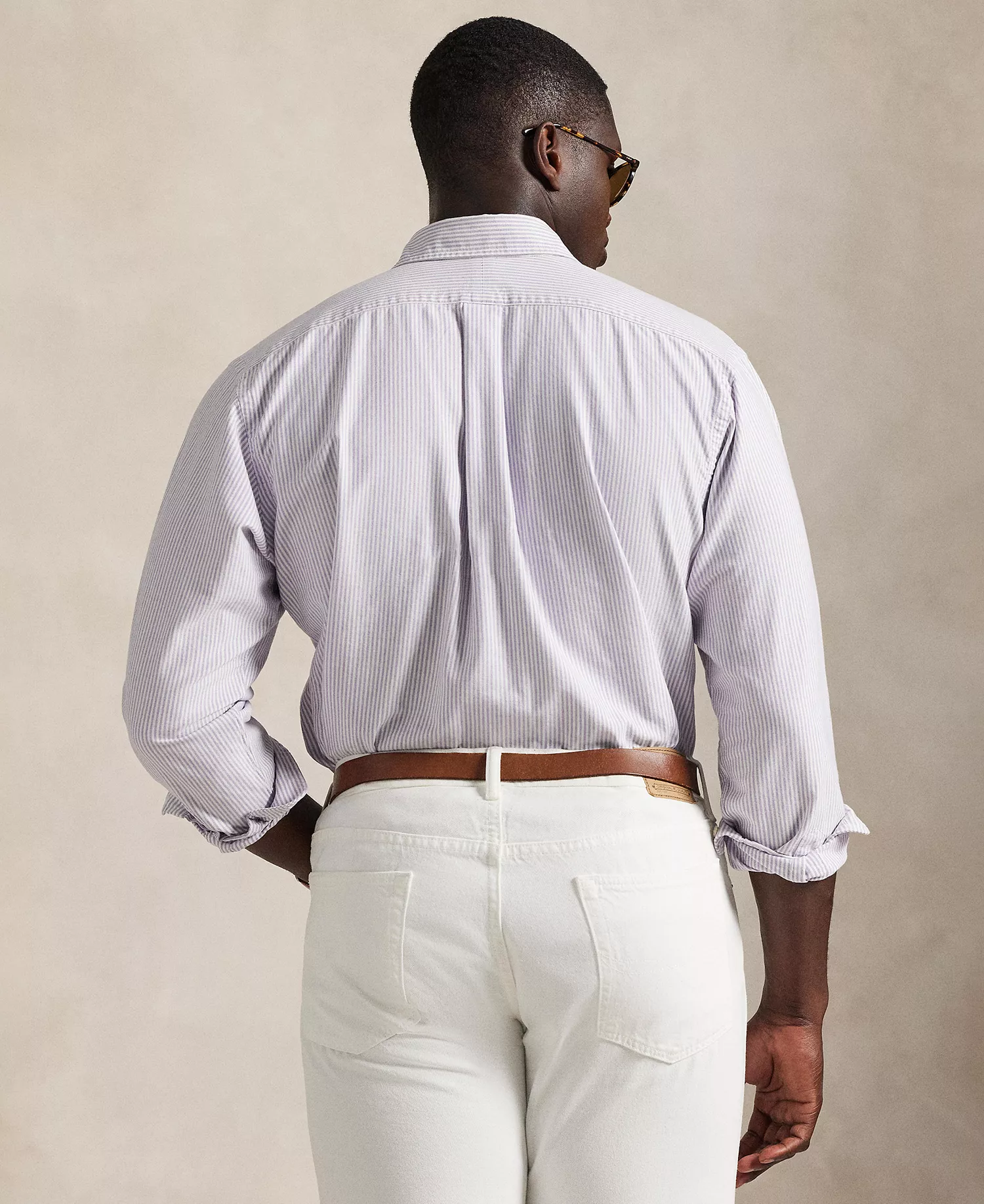 Men's Big & Tall Striped Classic Oxford Shirt - Thistle/White - 2LT