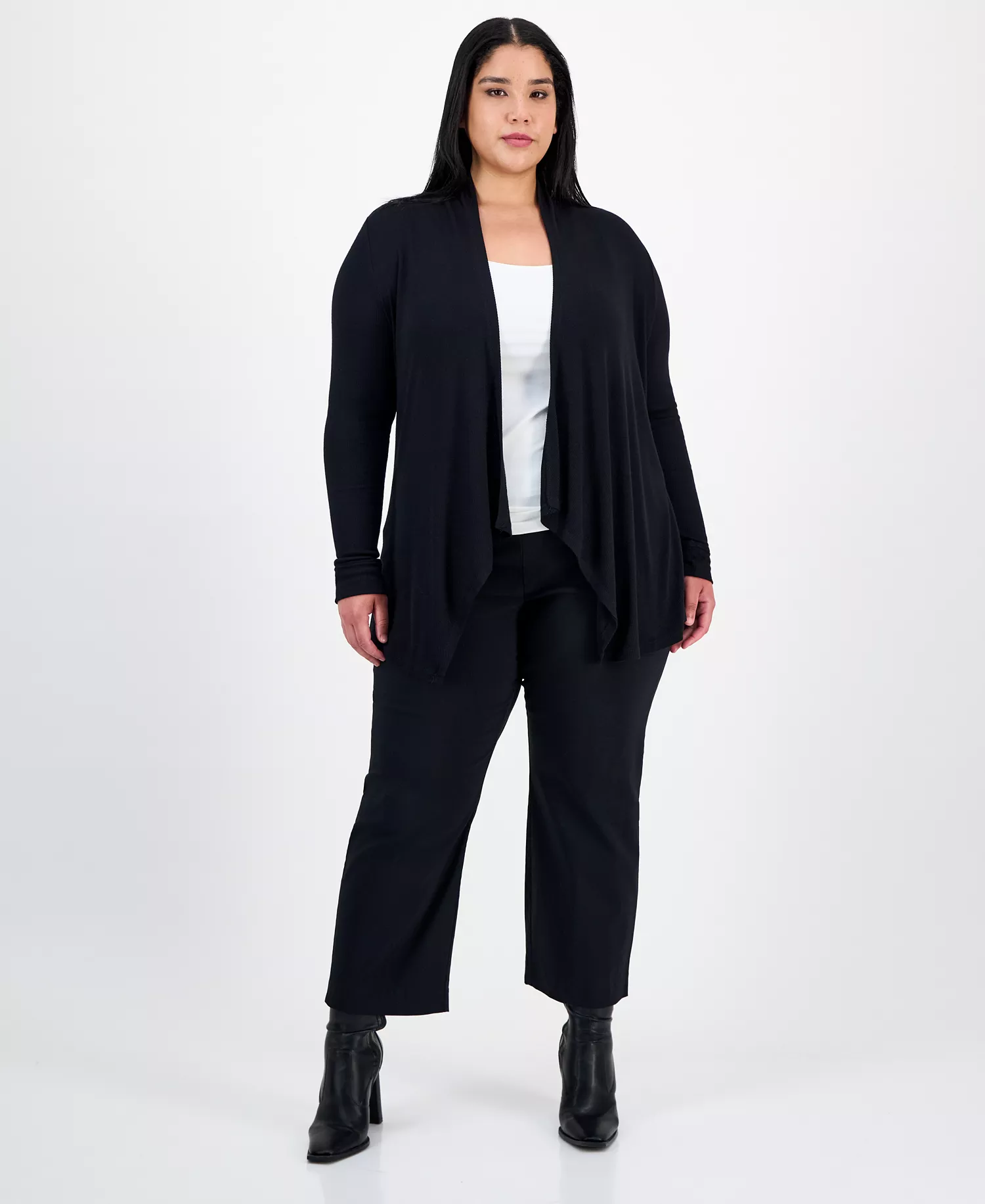 Plus Size Draped Cardigan, Created for Macy's - Black - 0X