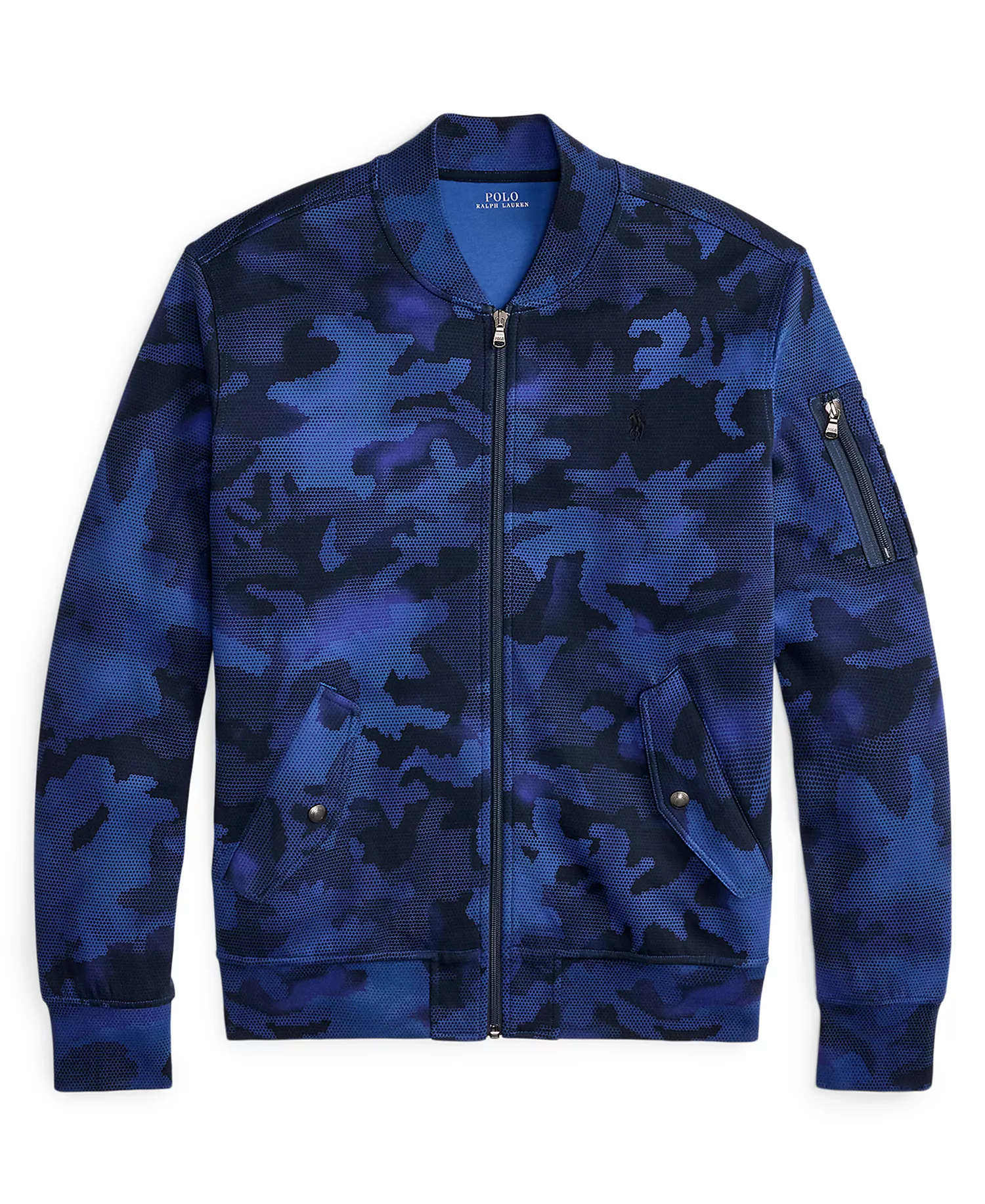 Men's Camo Double-Knit Long-Sleeve Bomber Jacket - Spy Camo - 2XL