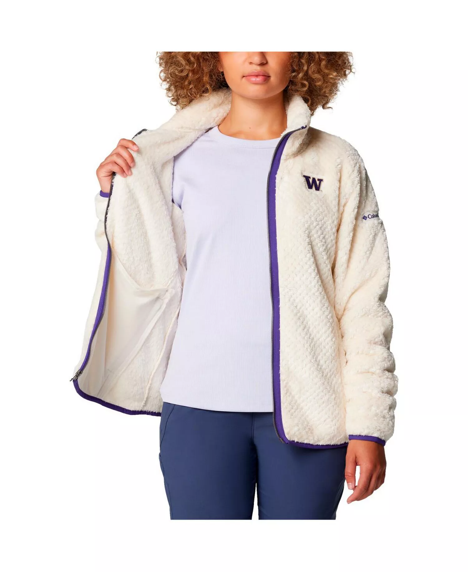 Women's Cream Washington Huskies Fireside II Sherpa Full-Zip Jacket - Cream - XXL