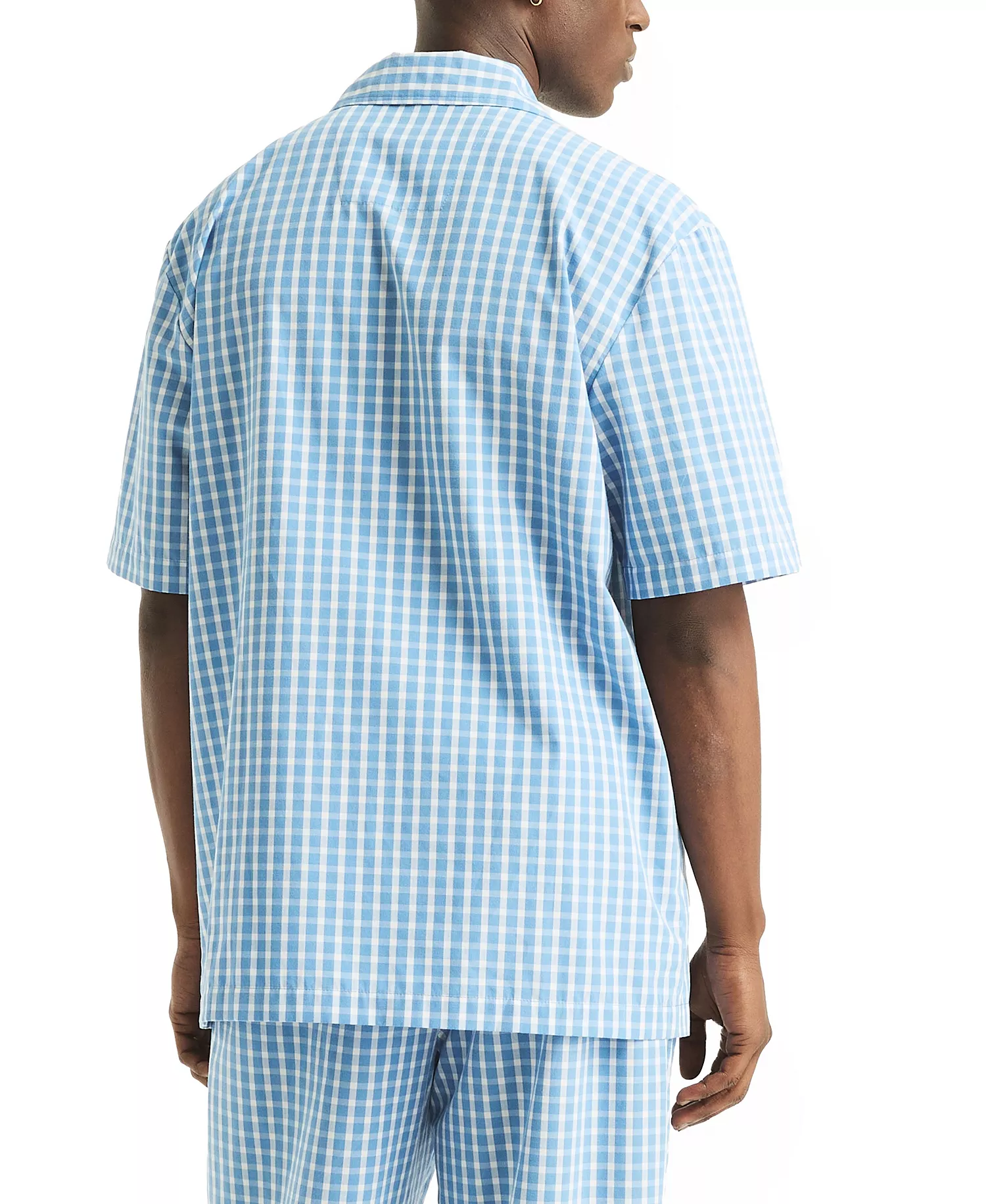 Men's Crafted Plaid Camp Sleep Pajama Shirt - Blue Yonder - L