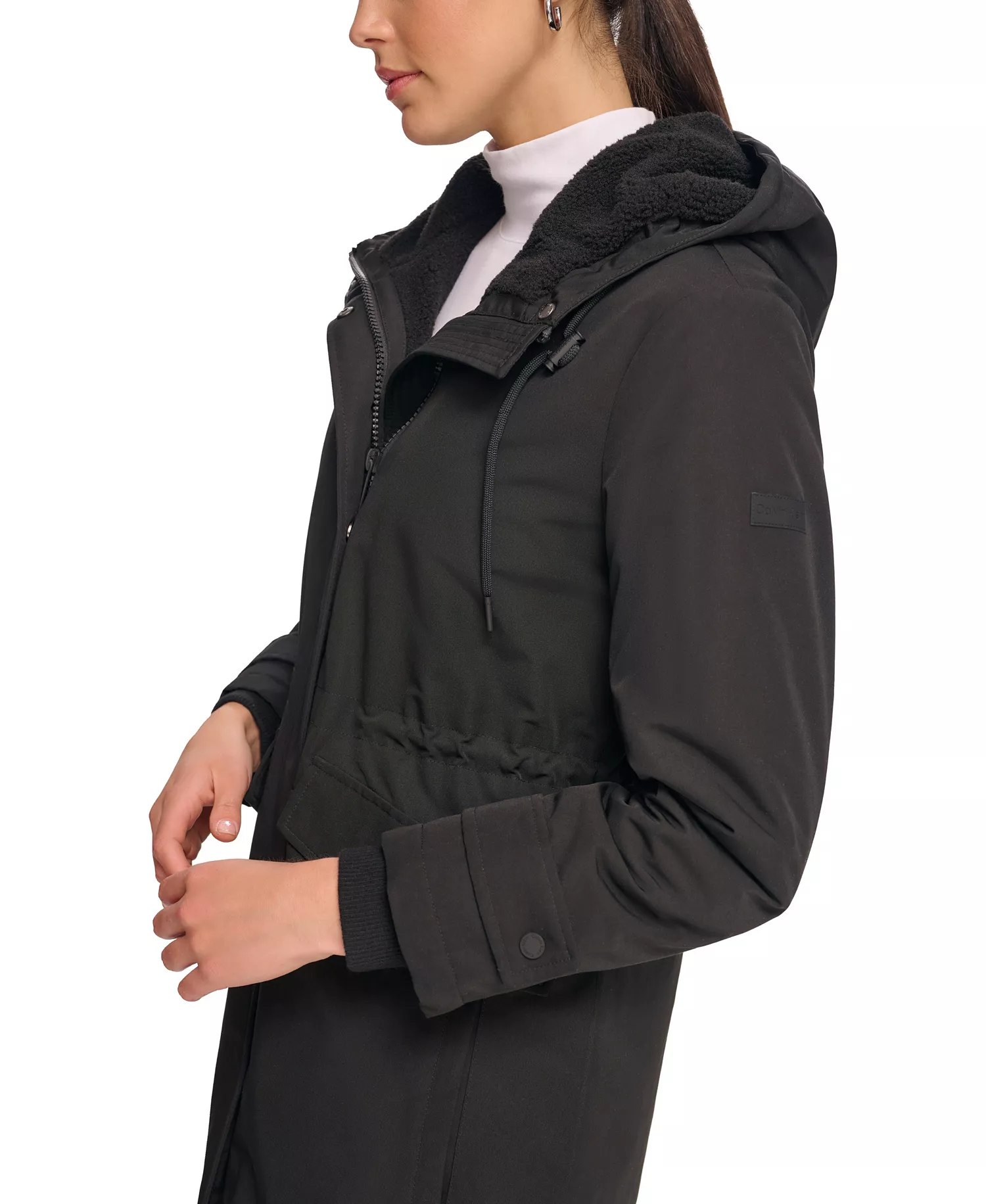 Women's Hooded Anorak Coat - Black - L