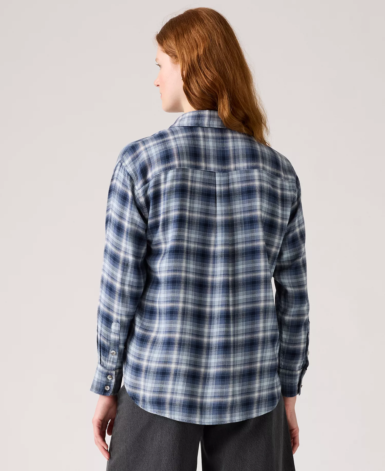 Women's Lucas Flannel Long Sleeve Shirt - Blue/white - L