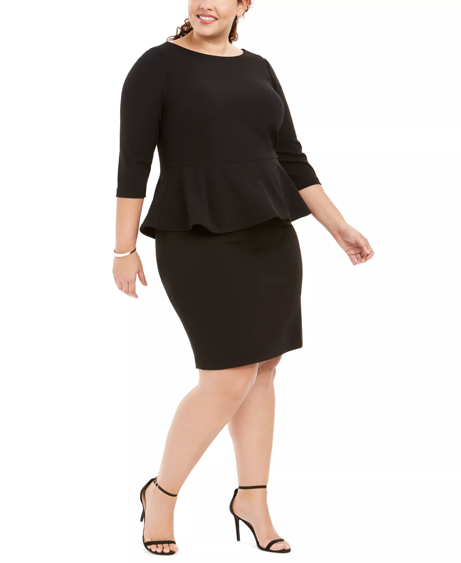 Plus Size Peplum Sheath Dress - Black - 20W