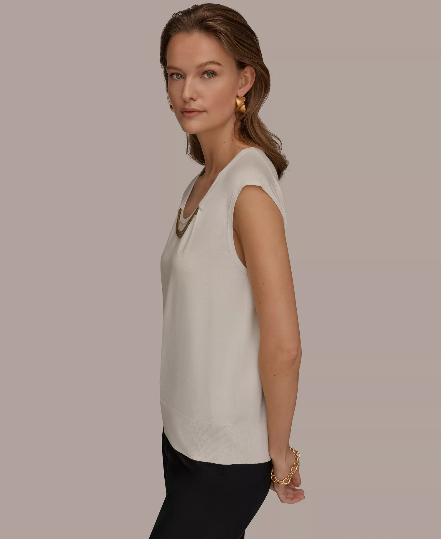 Women's Scoop Neck Top - Cream - L