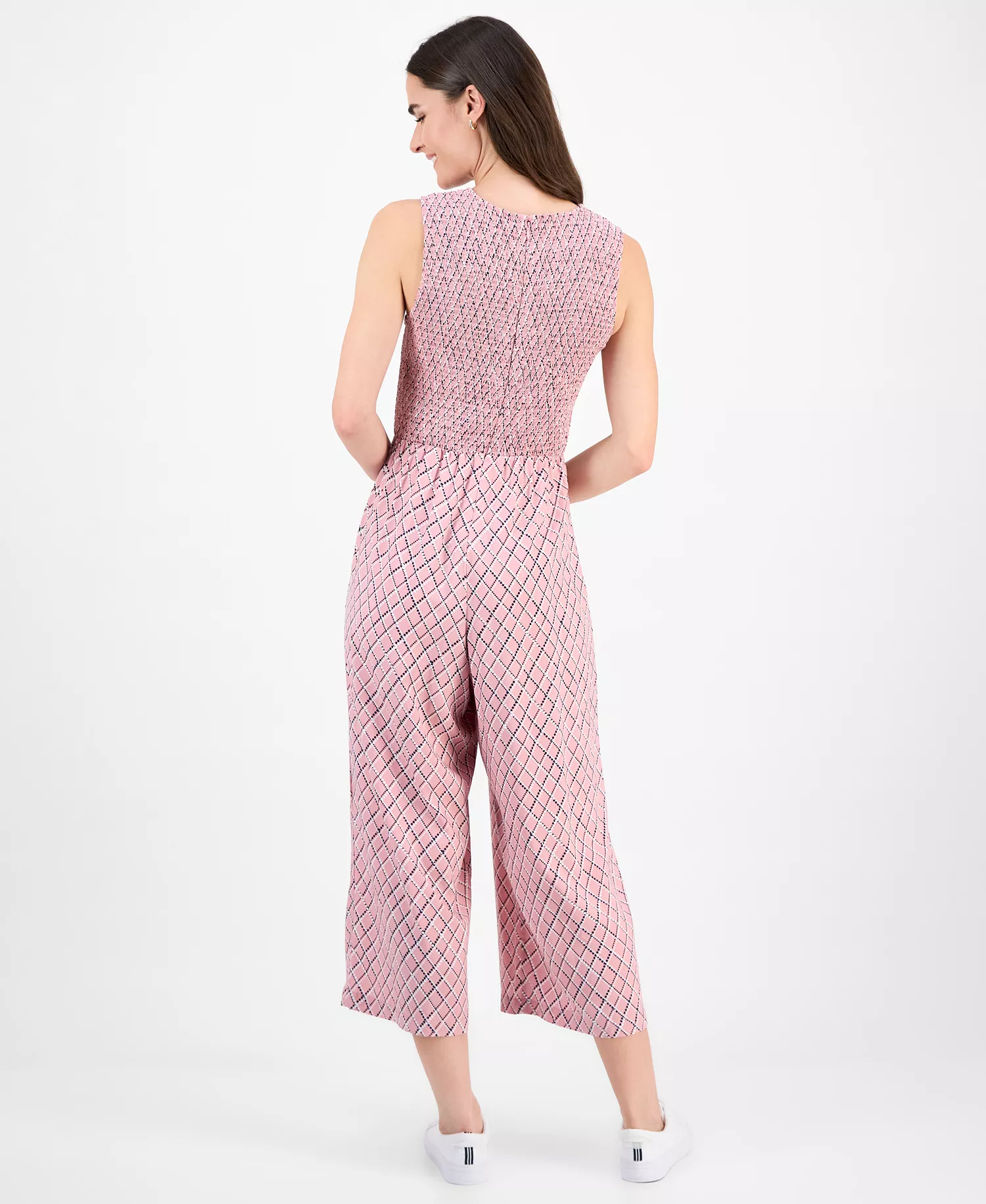 Nautica Women's Argyle Dot Ankle Jumpsuit - Bridal Rose Multi - L