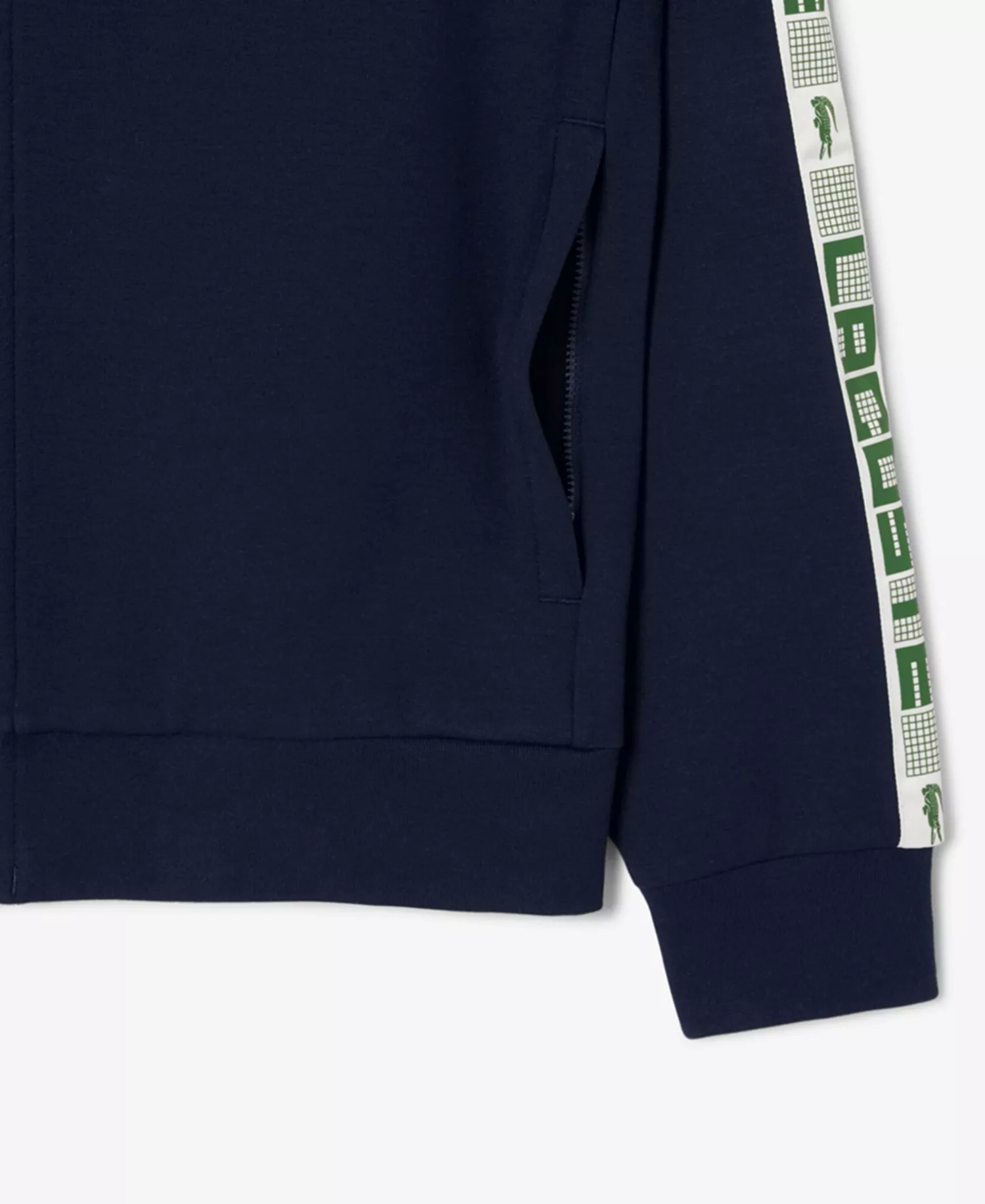 Men's Zip-Up Long Sleeves Sweatshirt - Navy Blue/Green - 2XL