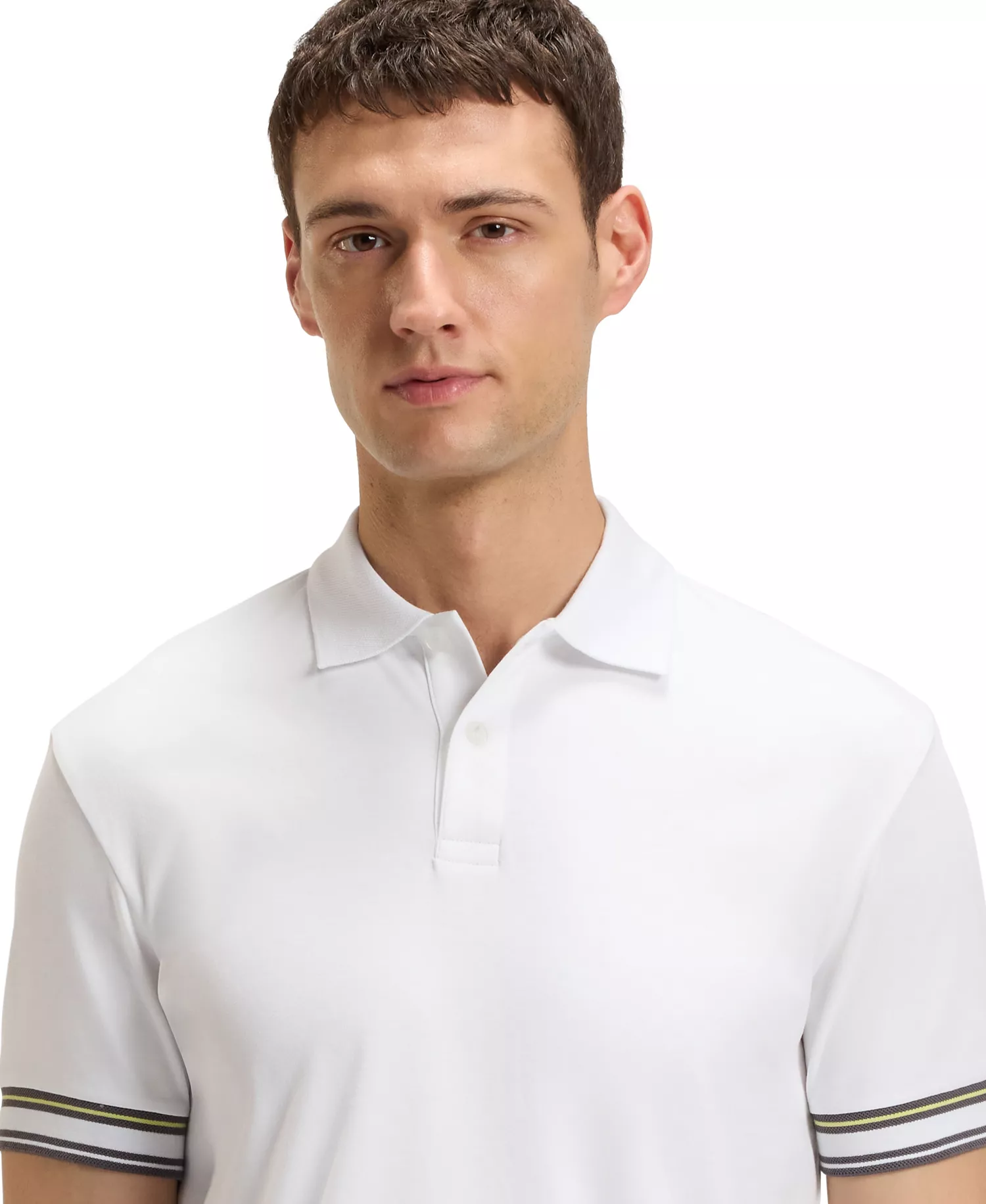 Men's Cotton Slim-Fit Polo Shirt - White - S