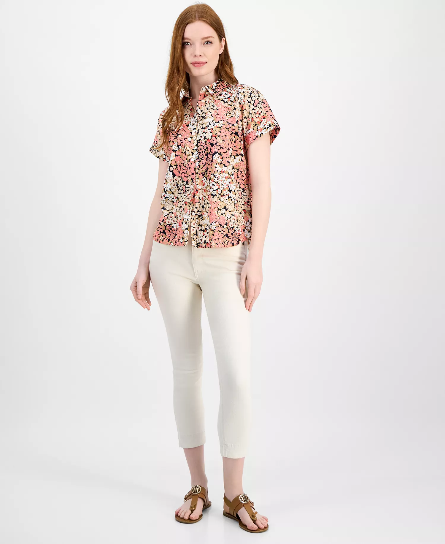 Women's Floral-Print Cotton Modern Camp Shirt - Coralie Multi - L