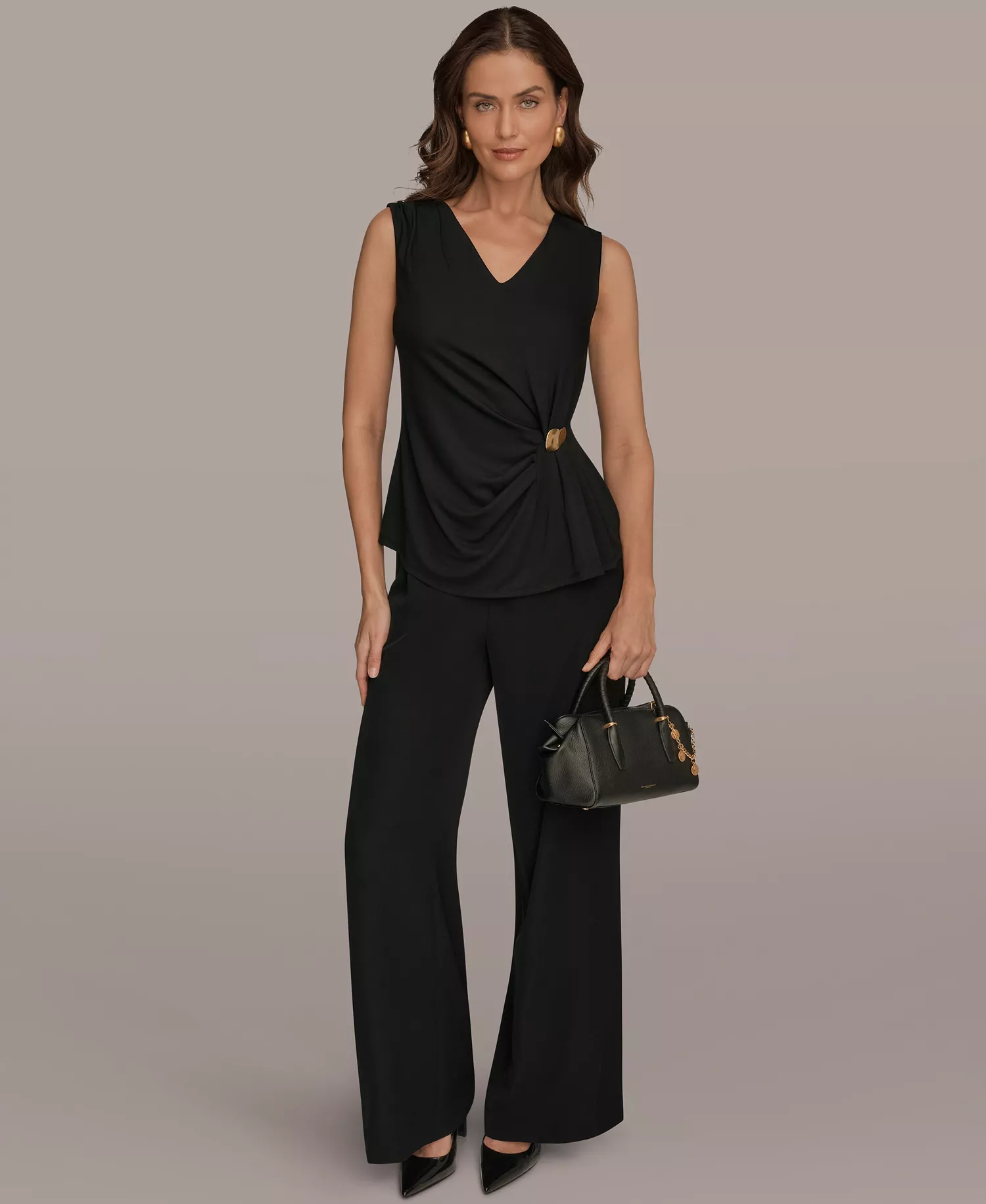 Women's V-Neck Sleeveless Top - Black - L