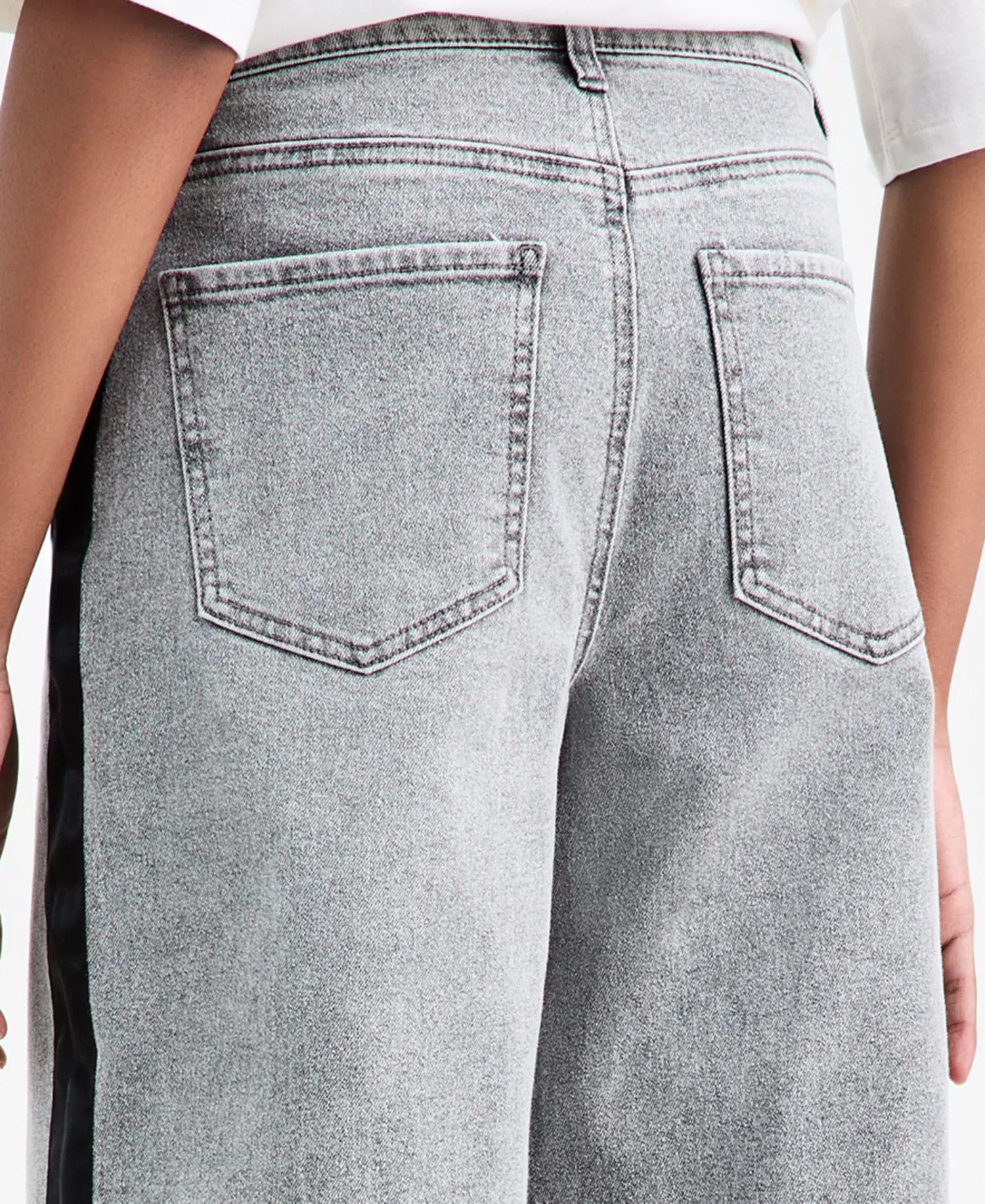 Women's High-Rise Side-Stripe Wide-Leg Jeans, Macy's Exclusive  - Light Ash - 0