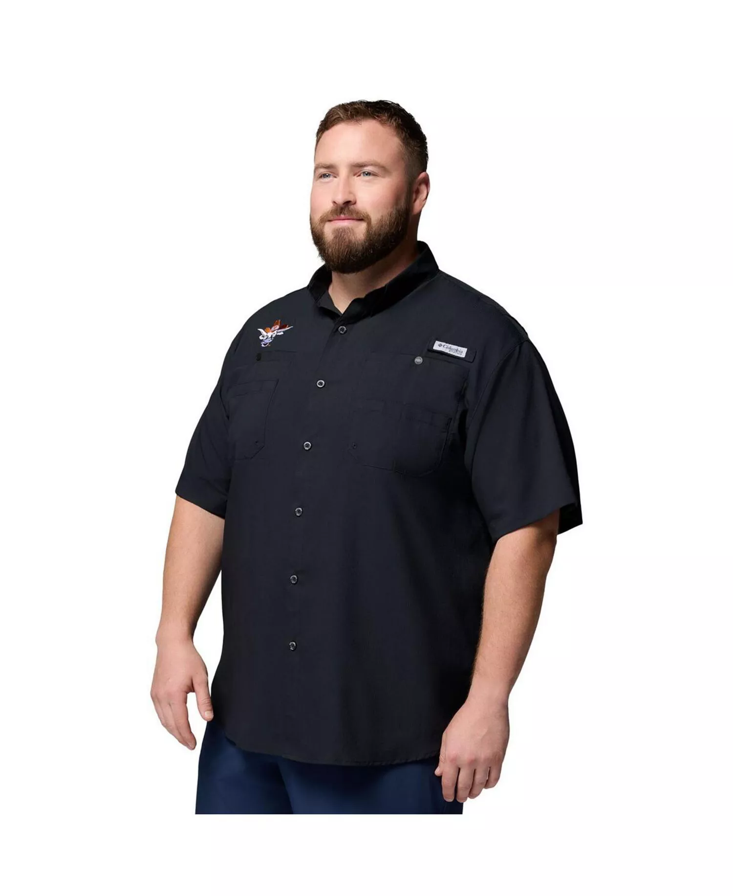 Men's Black Texas Longhorns Big Tall Tamiami Omni-Shade Button-Down Shirt - Black - 2XT