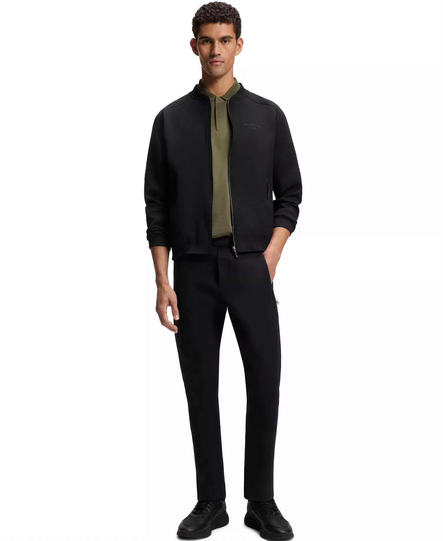 BOSS x Porsche Men's Embossed Artwork Zip-Up Sweatshirt - Black - 2XL